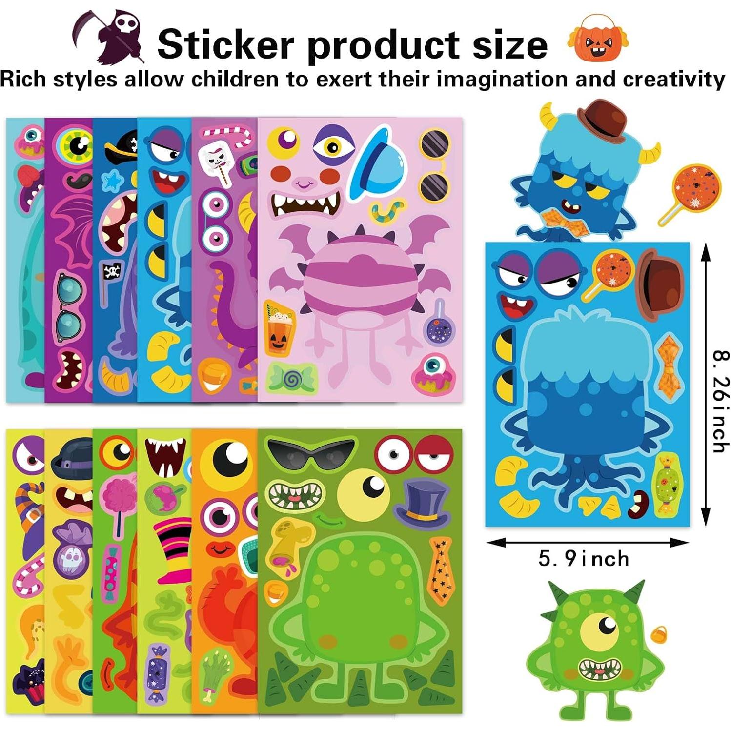 Pegatinas de Monstruo Halloween DUJAA 48 Piezas Brillantes