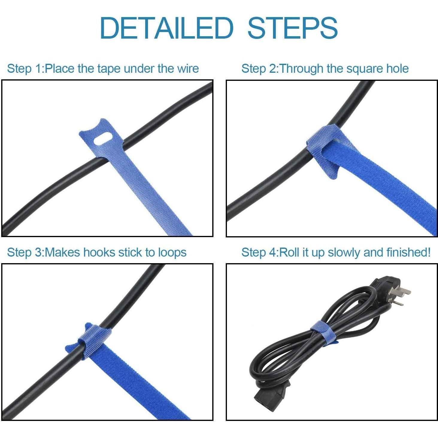 Bridas de Cable Reutilizables Hmrope 60PCS 15cm Microfibra