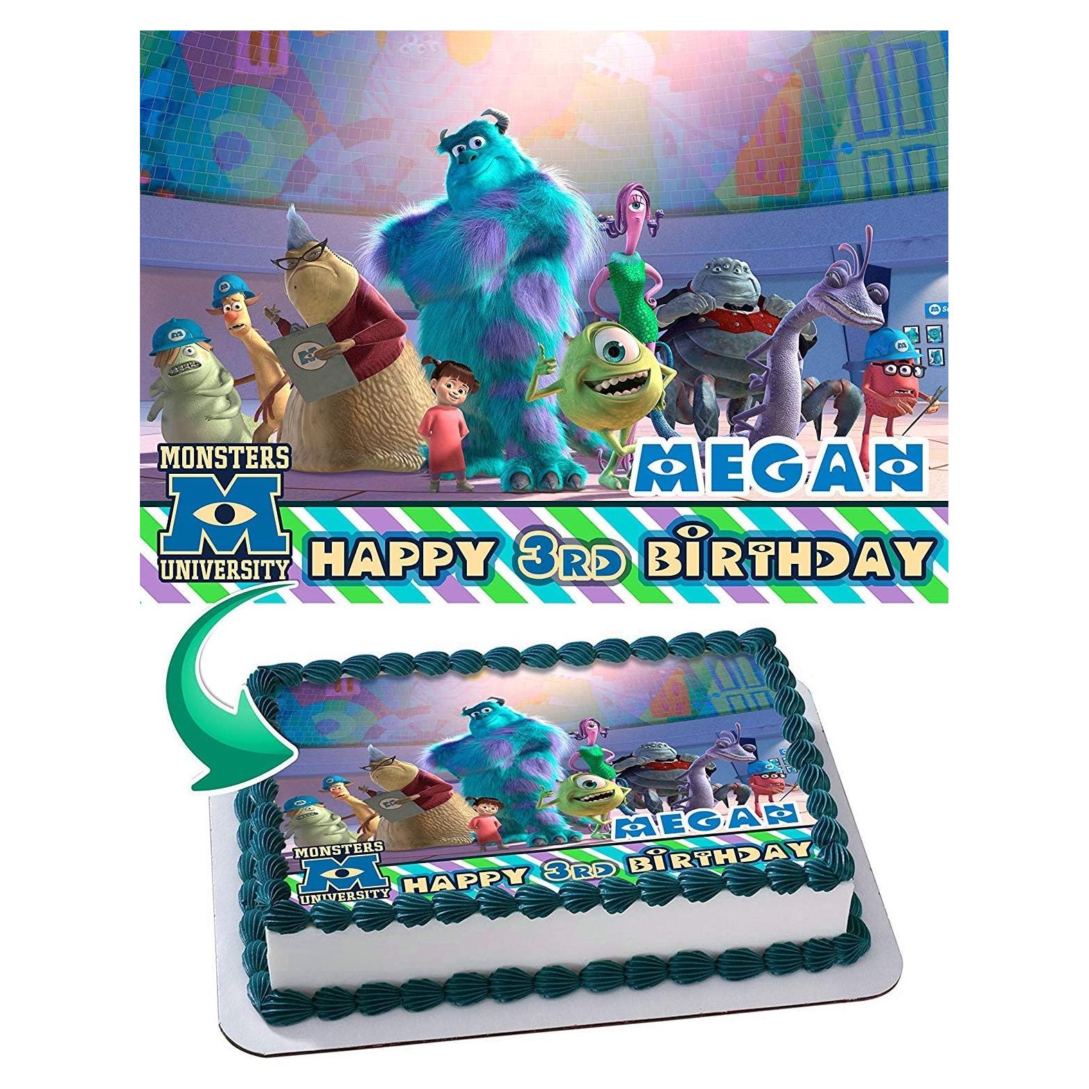 Cubierta Comestible Pastel Monstruos S.A. 1/4 Hoja Personalizada