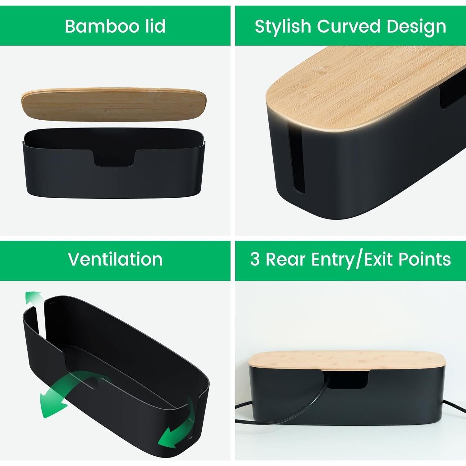 Caja Organizadora de Cables Bukuwa Grande - Negra