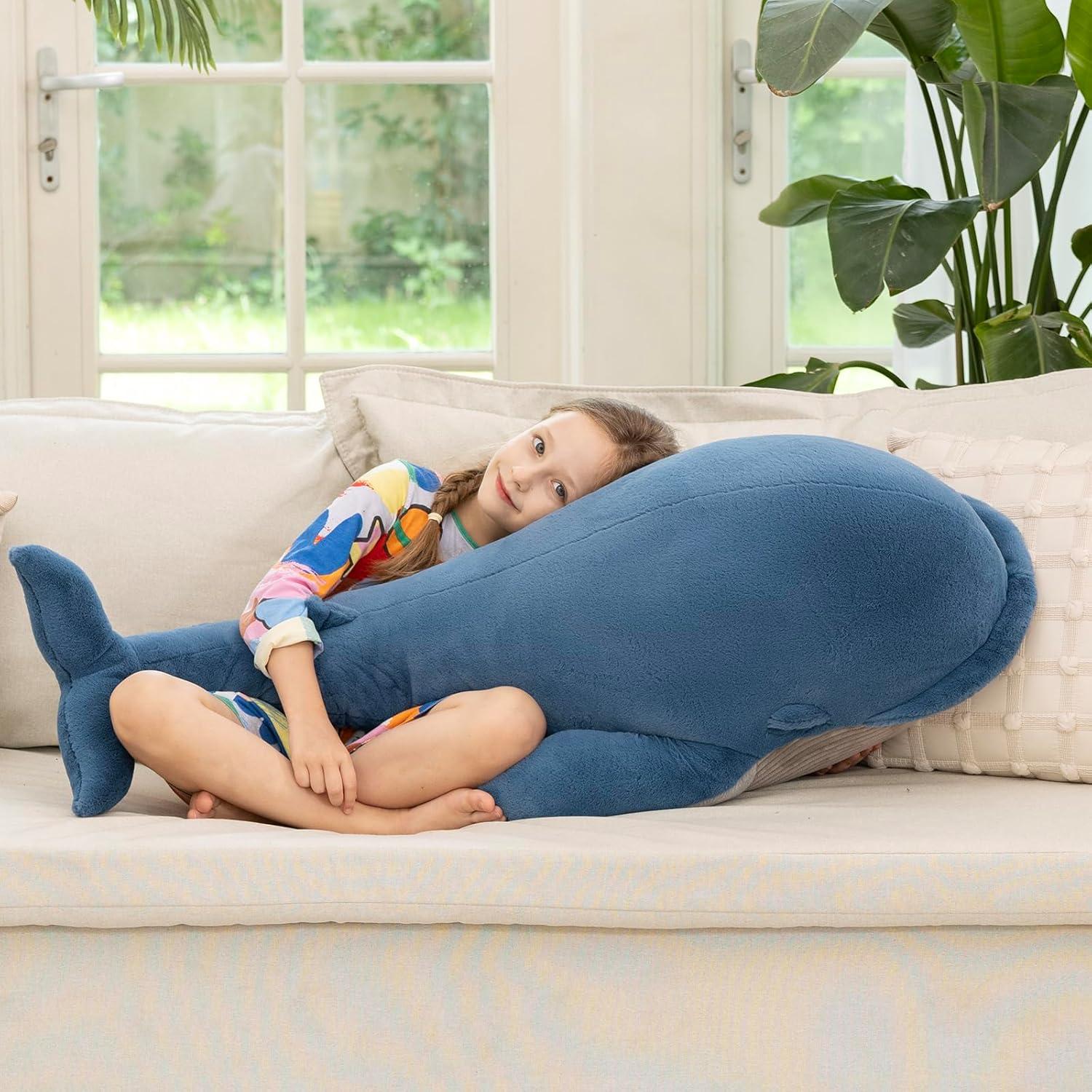 Almohada de Peluche Ballena Azul MaoGoLan 110 cm Suave