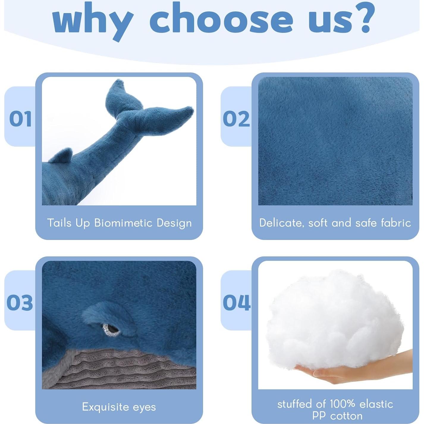 Almohada de Peluche Ballena Azul MaoGoLan 110 cm Suave