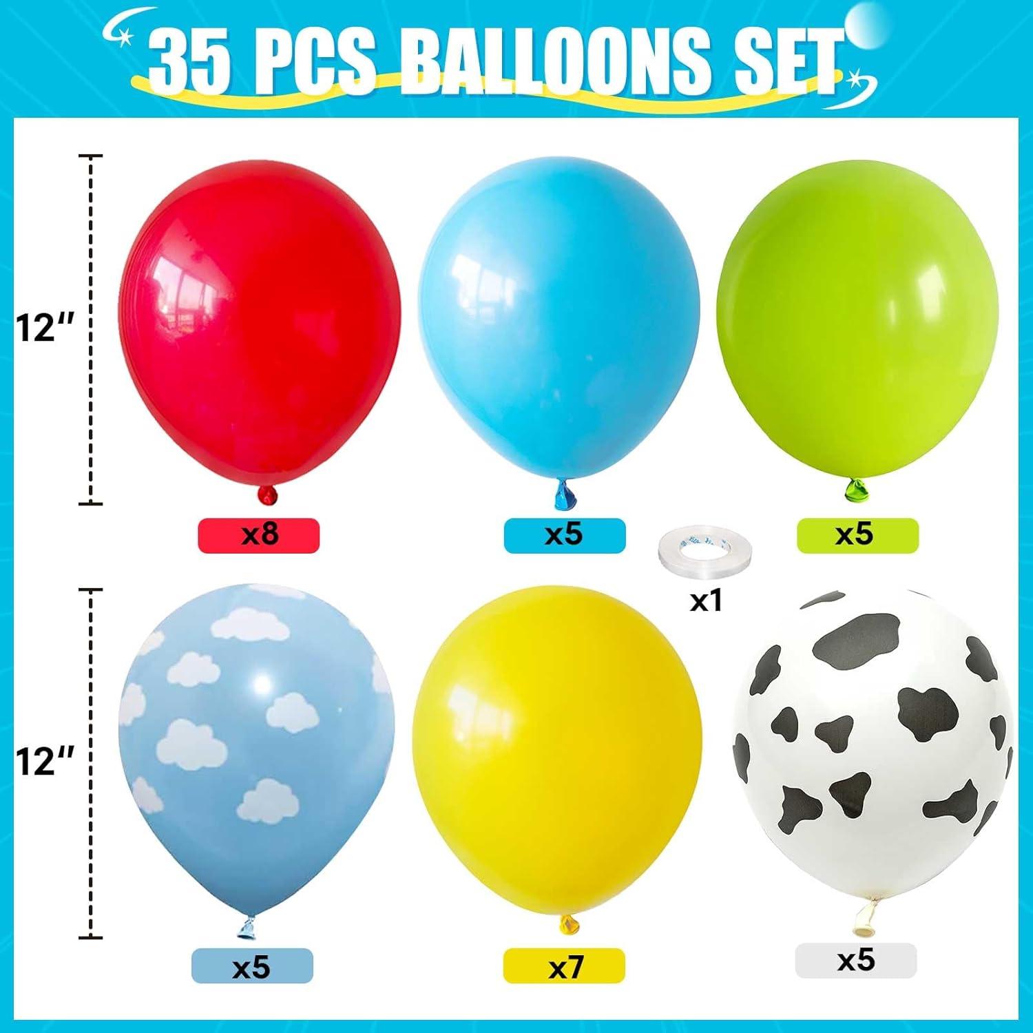 Globos de Fiesta Temática Granja HILAVO 35PC 12" Vaca Nube Azul