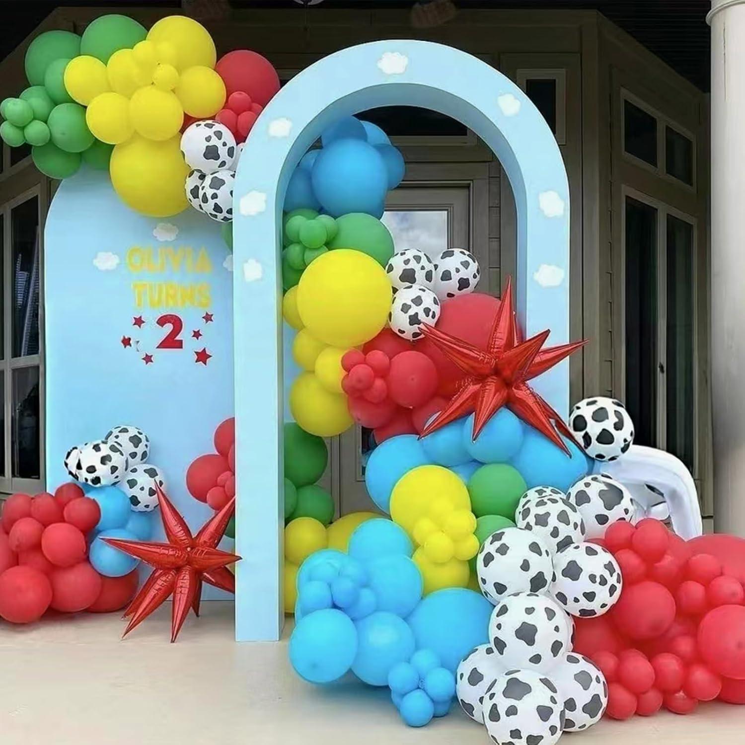 Globos de Fiesta Temática Granja HILAVO 35PC 12" Vaca Nube Azul