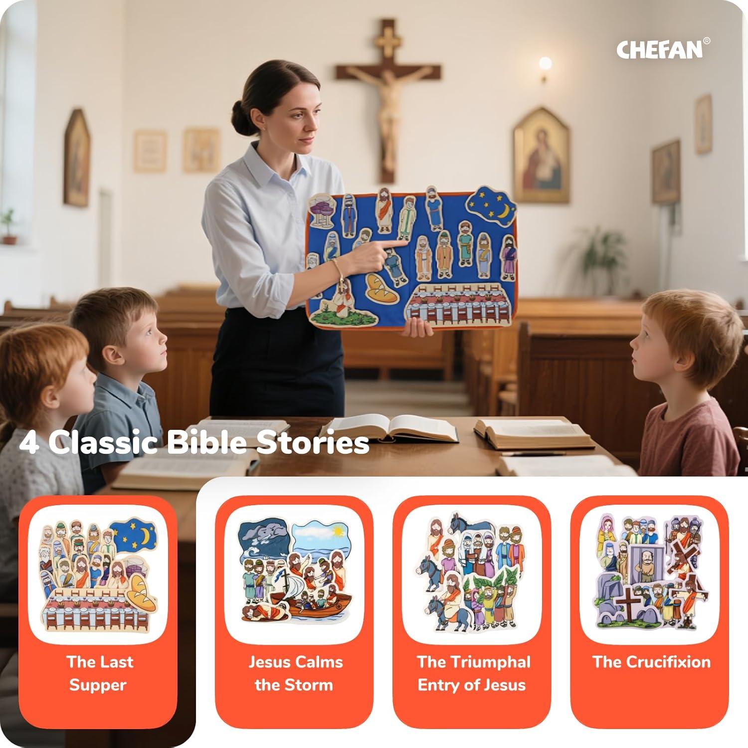 Juego de 4 Tableros de Fieltro CHEFAN - Historias Bíblicas