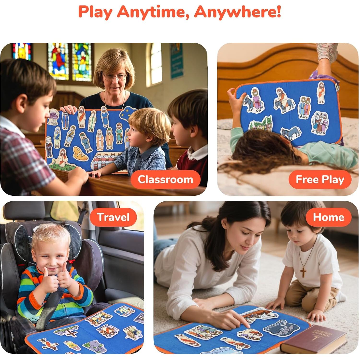 Juego de 4 Tableros de Fieltro CHEFAN - Historias Bíblicas