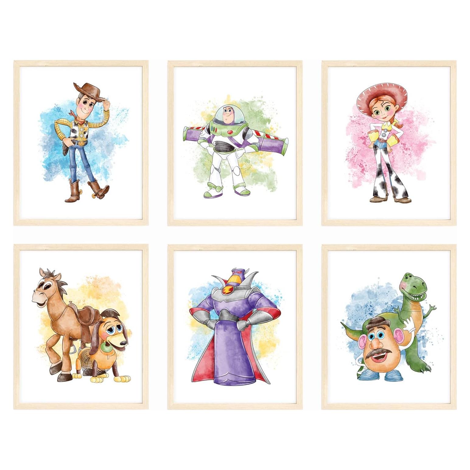 Set de 6 Impresiones en Acuarela Toy Story 20x25 cm