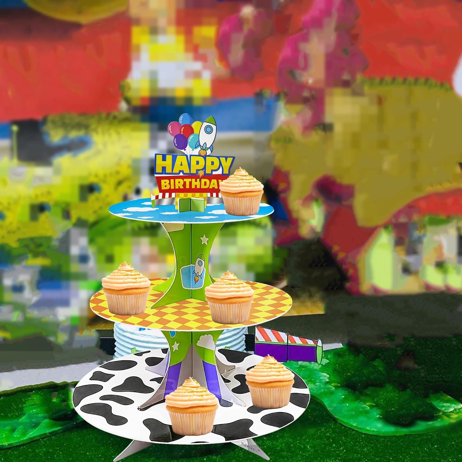 Soporte para Cupcakes Plegable 3 Niveles Caricaturas AB-182