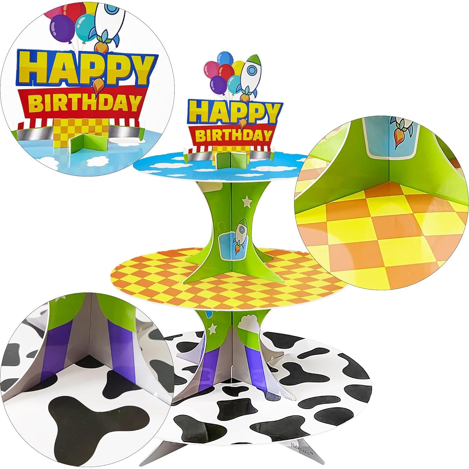 Soporte para Cupcakes Plegable 3 Niveles Caricaturas AB-182