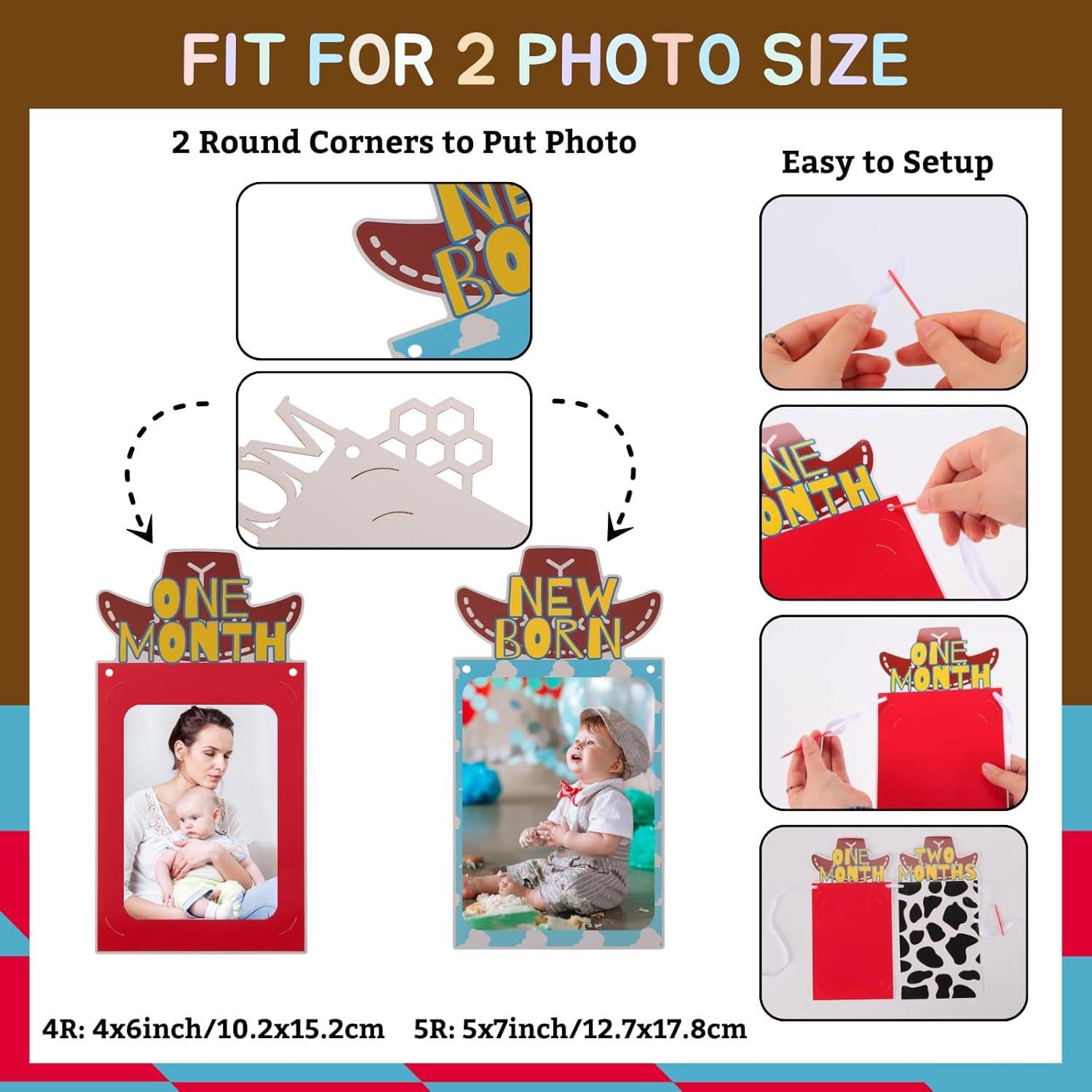 Banner de Foto de Primer Cumpleaños RANERVZ con 54pcs Decoraciones