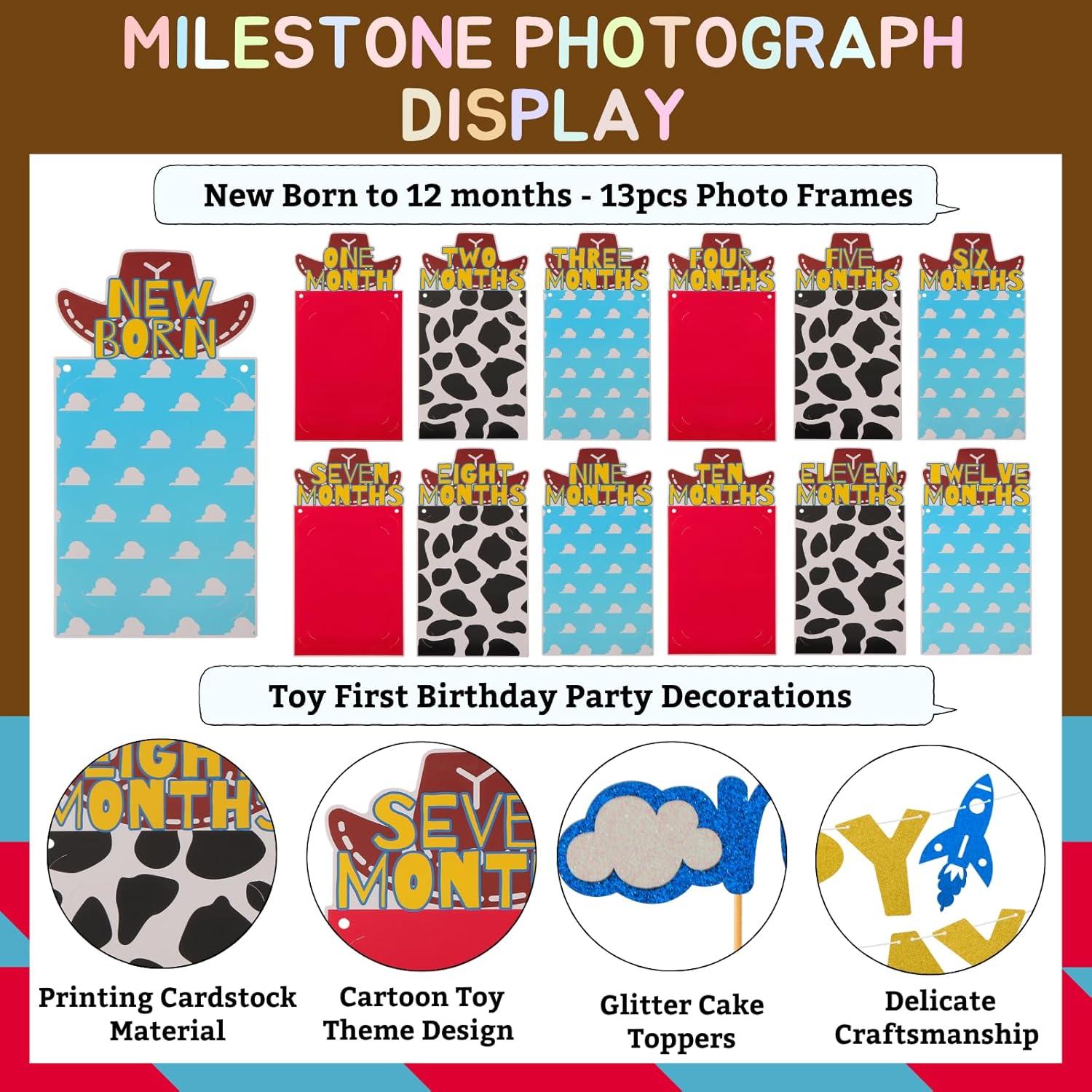 Banner de Foto de Primer Cumpleaños RANERVZ con 54pcs Decoraciones