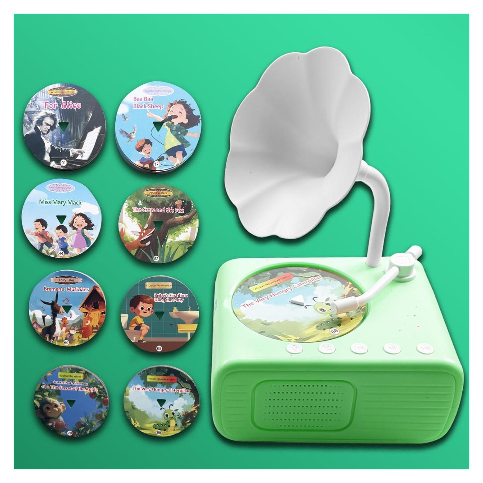 Reproductor de Música Infantil Halcontorno D7 - Fonógrafo Verde