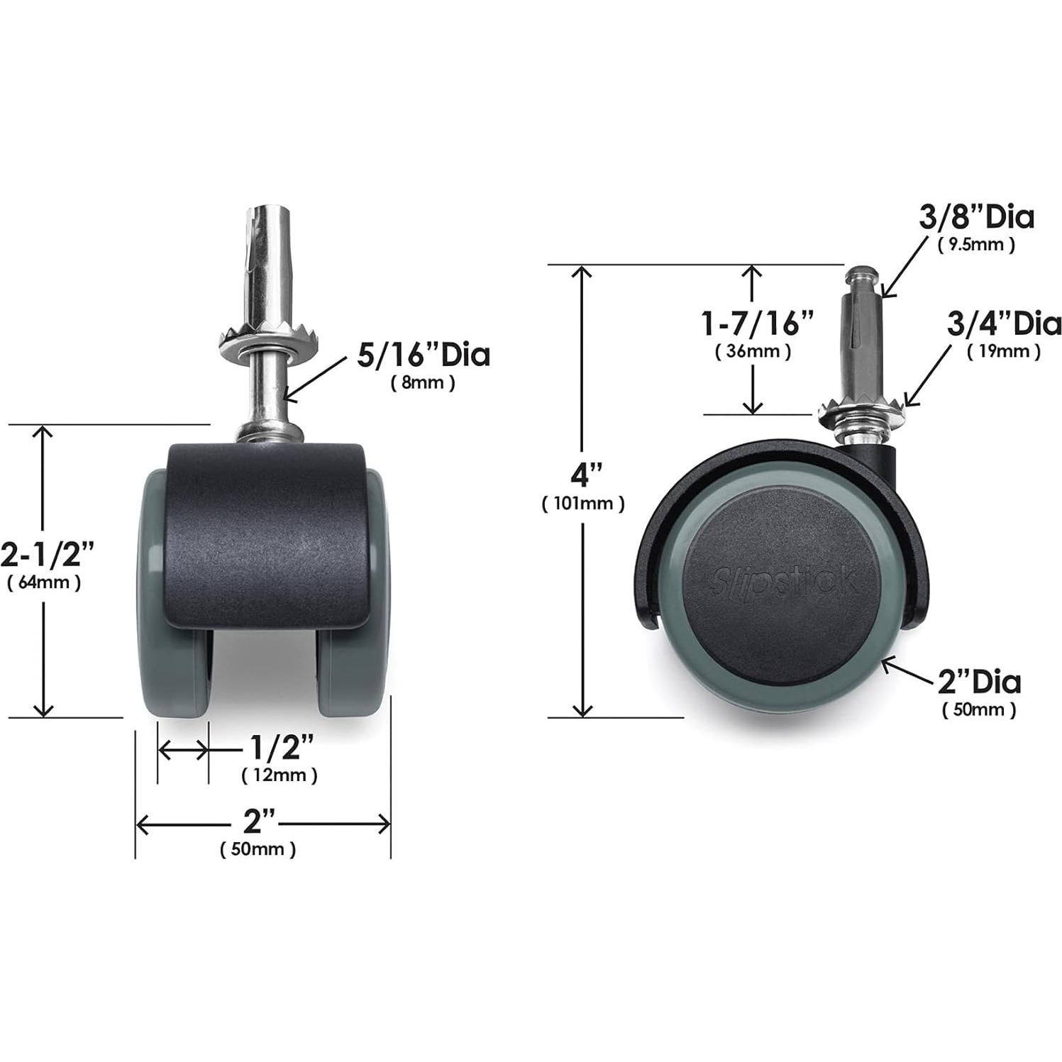 Ruedas de Goma Slipstick CB681 5/16" Montaje - Juego de 4