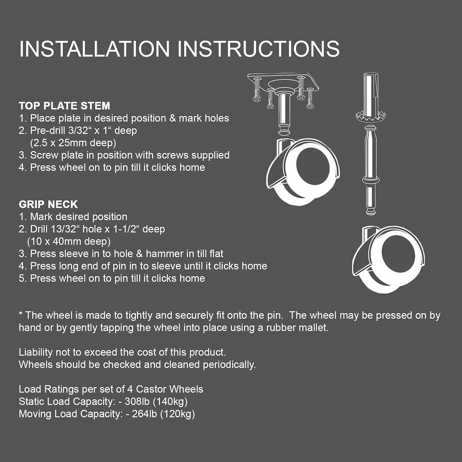 Ruedas de Goma Slipstick CB681 5/16" Montaje - Juego de 4