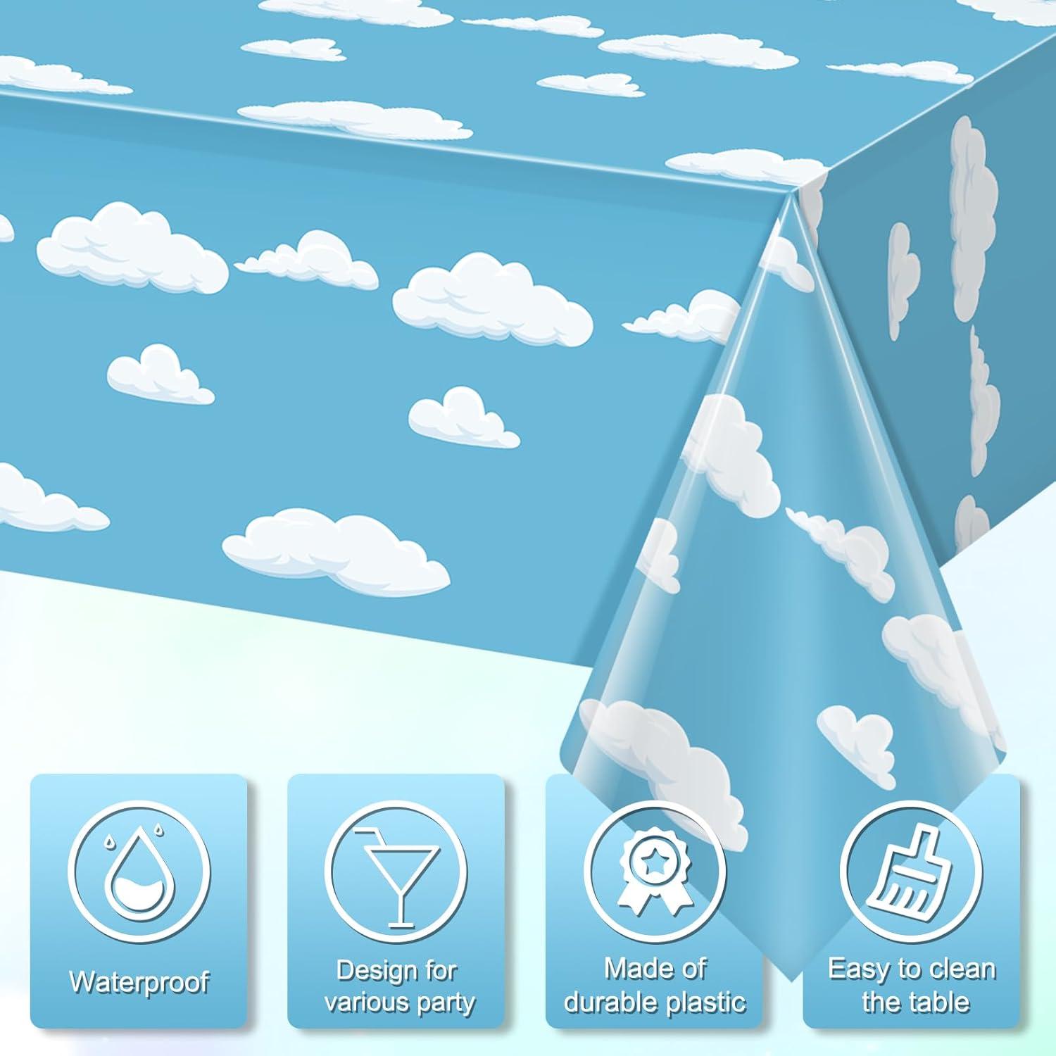 Paquete de 6 Manteles Rectangulares MASHAN Cielo Azul y Nubes