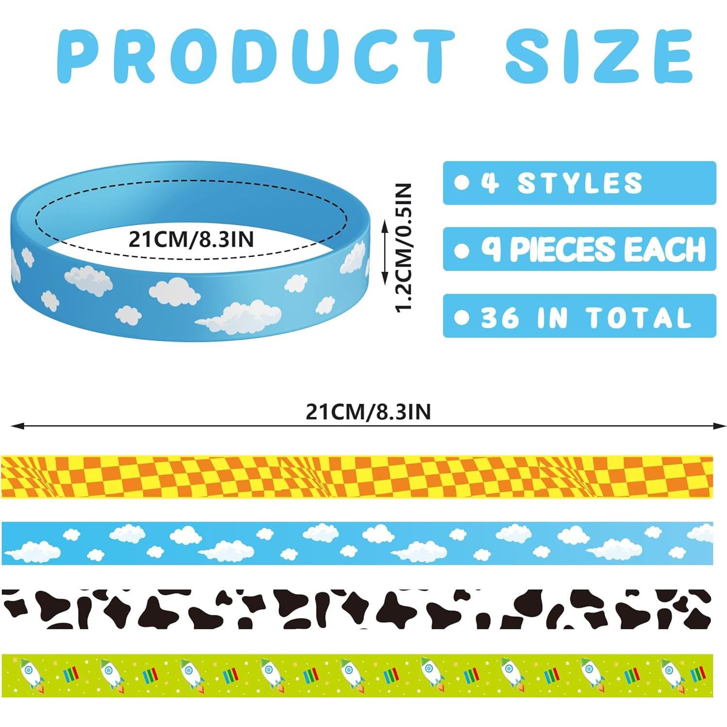 Pulseras de Silicona MVC 36 Pcs para Fiestas de Cumpleaños