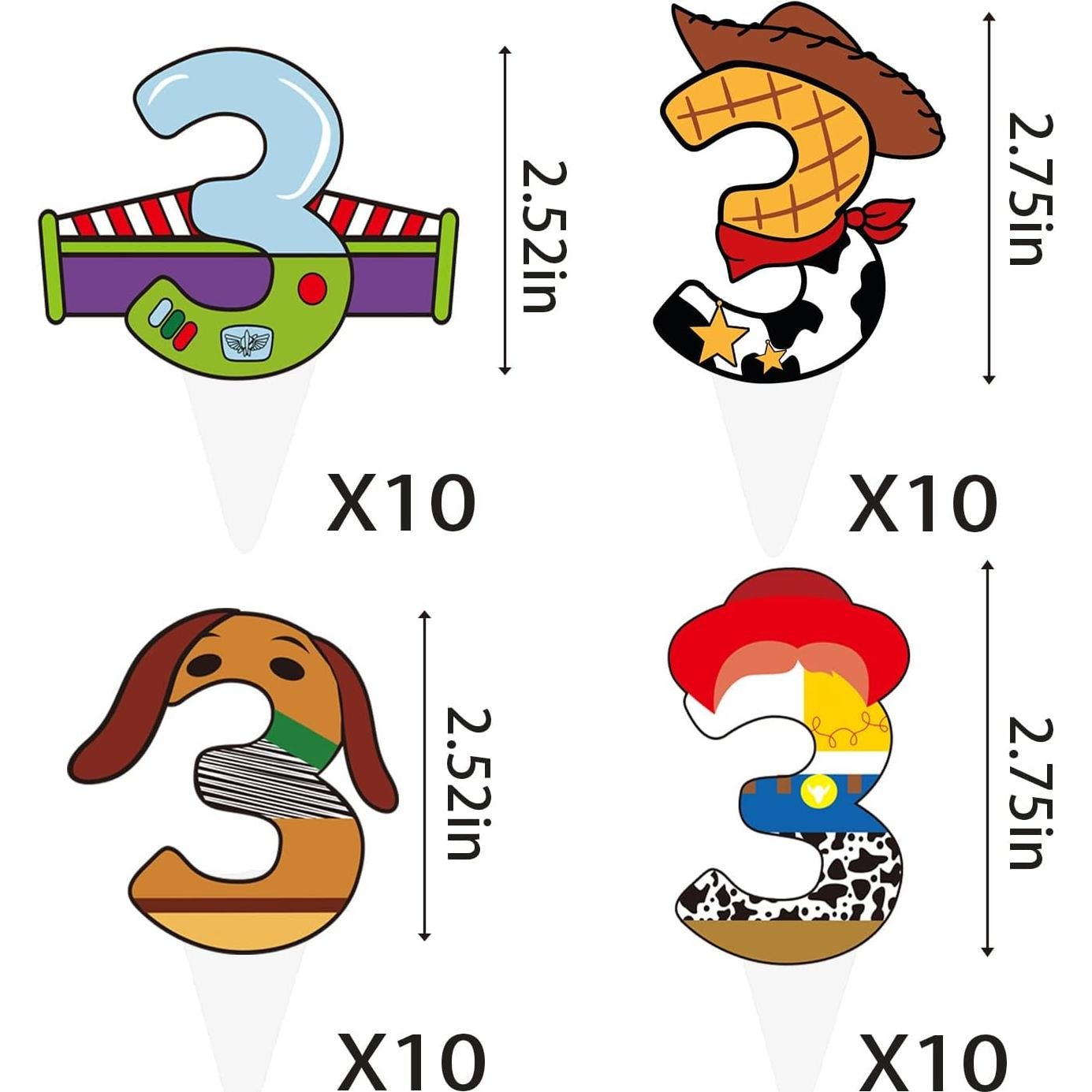 40 Adornos de Cupcake de Cuento de Hadas 3er Cumpleaños