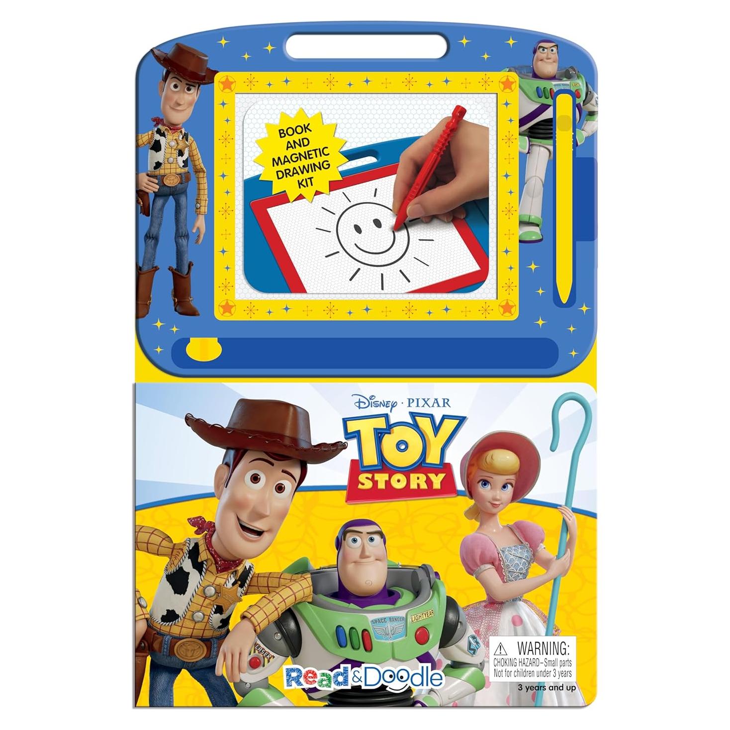 Disney / Pixar Toy Story 4 Read & Doodle - Learning resources for kids, a magnetic drawing pad, an easy-to-use pen, 22-page board book for reading and drawing
