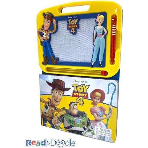 Disney / Pixar Toy Story 4 Read & Doodle - Learning resources for kids, a magnetic drawing pad, an easy-to-use pen, 22-page board book for reading and drawing