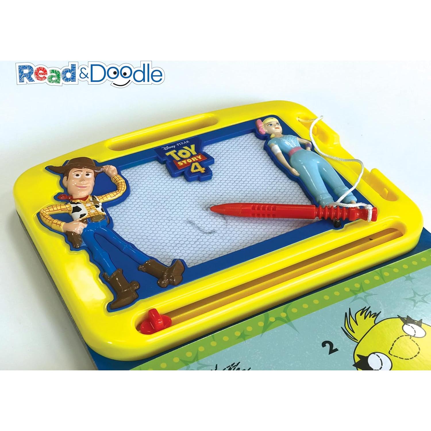 Disney / Pixar Toy Story 4 Read & Doodle - Learning resources for kids, a magnetic drawing pad, an easy-to-use pen, 22-page board book for reading and drawing