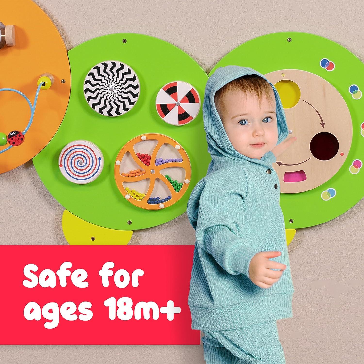 Paneles de Pared Sensorial Montessori Oruga Spark & Wow 8 Actividades