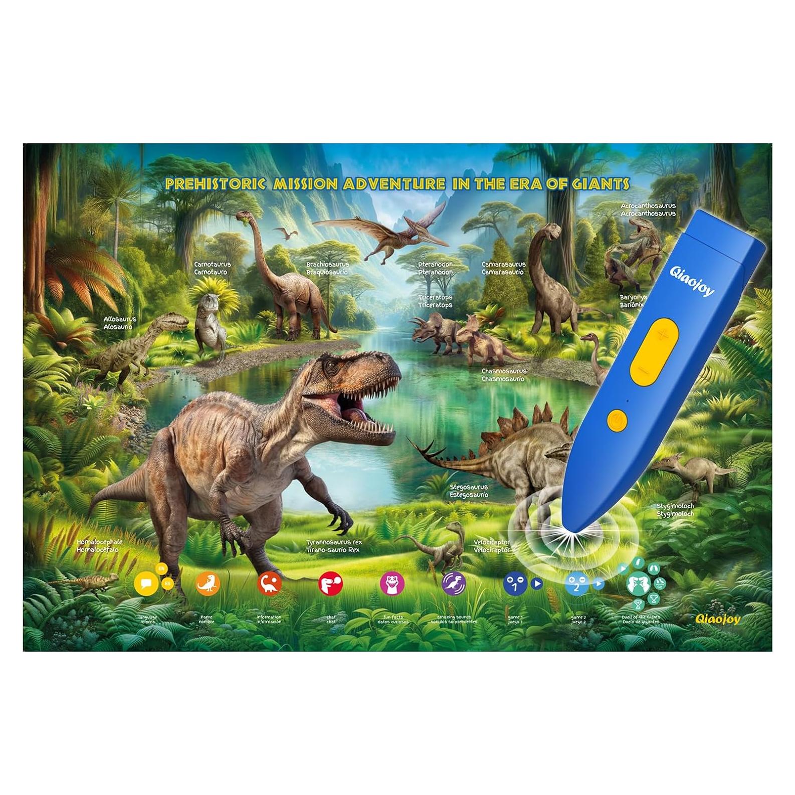 Póster Educativo Interactivo Qiaojoy de Dinosaurios 76x61cm