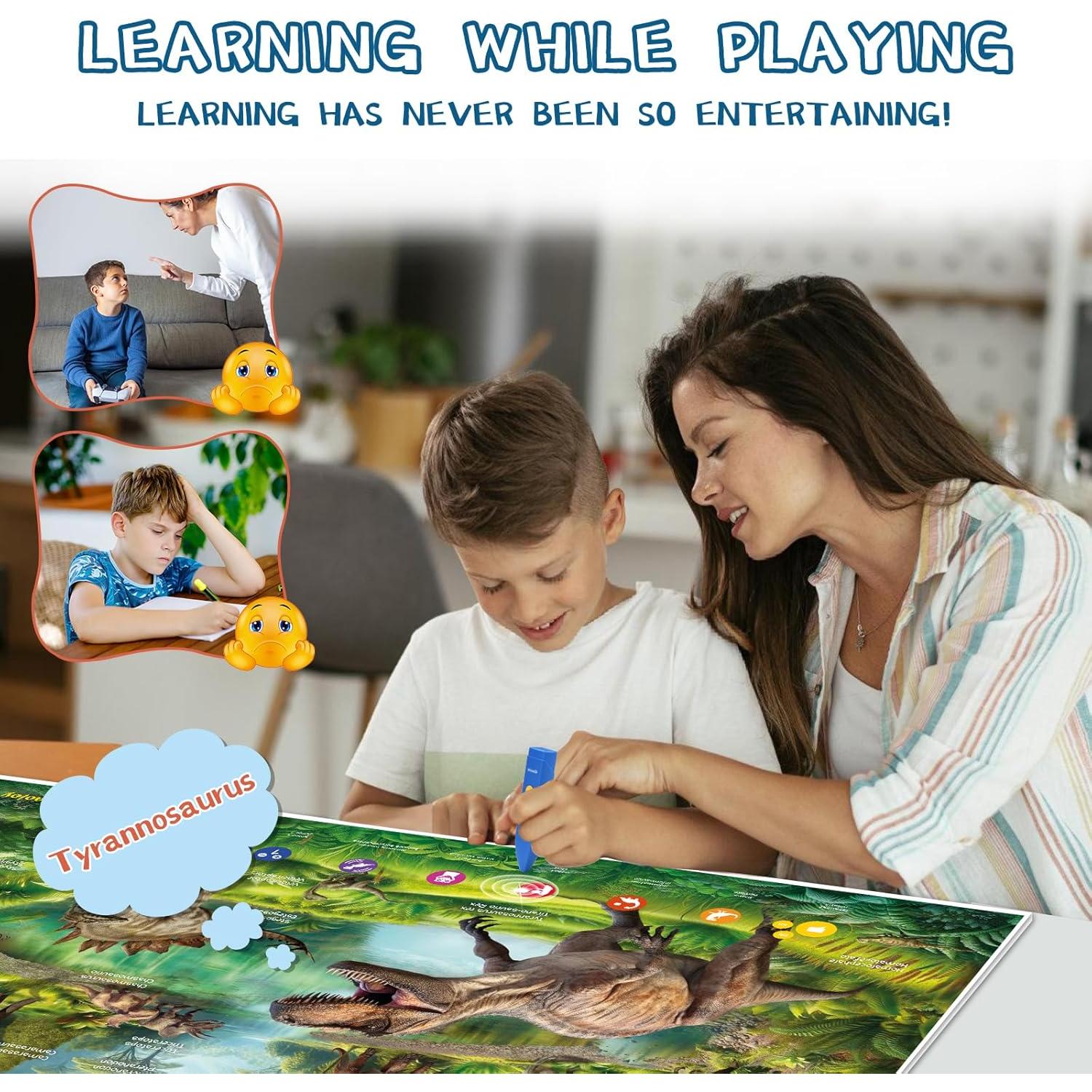 Póster Educativo Interactivo Qiaojoy de Dinosaurios 76x61cm