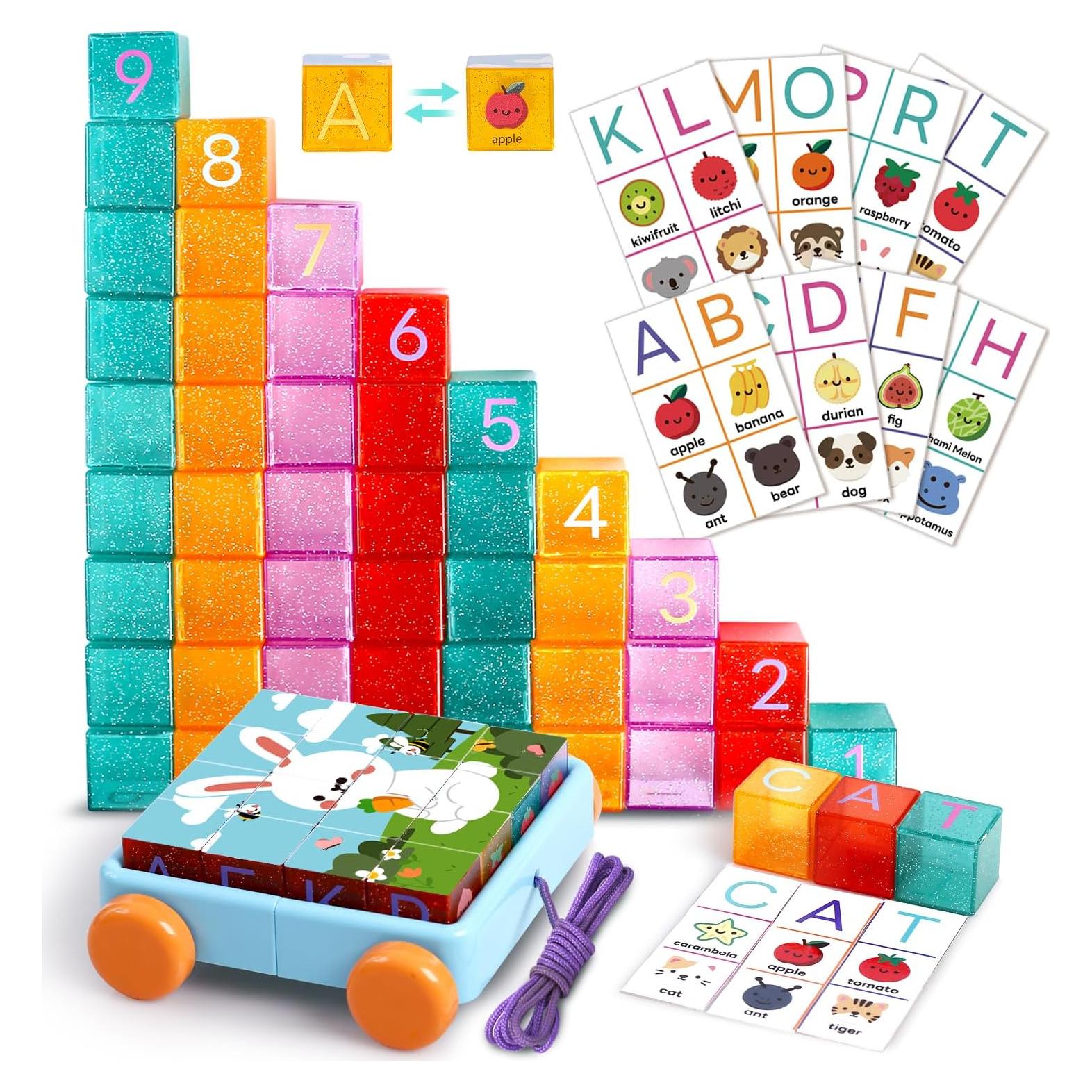 Bloques de Construcción HOPANDOS 56 Piezas Acrílicos para Niños