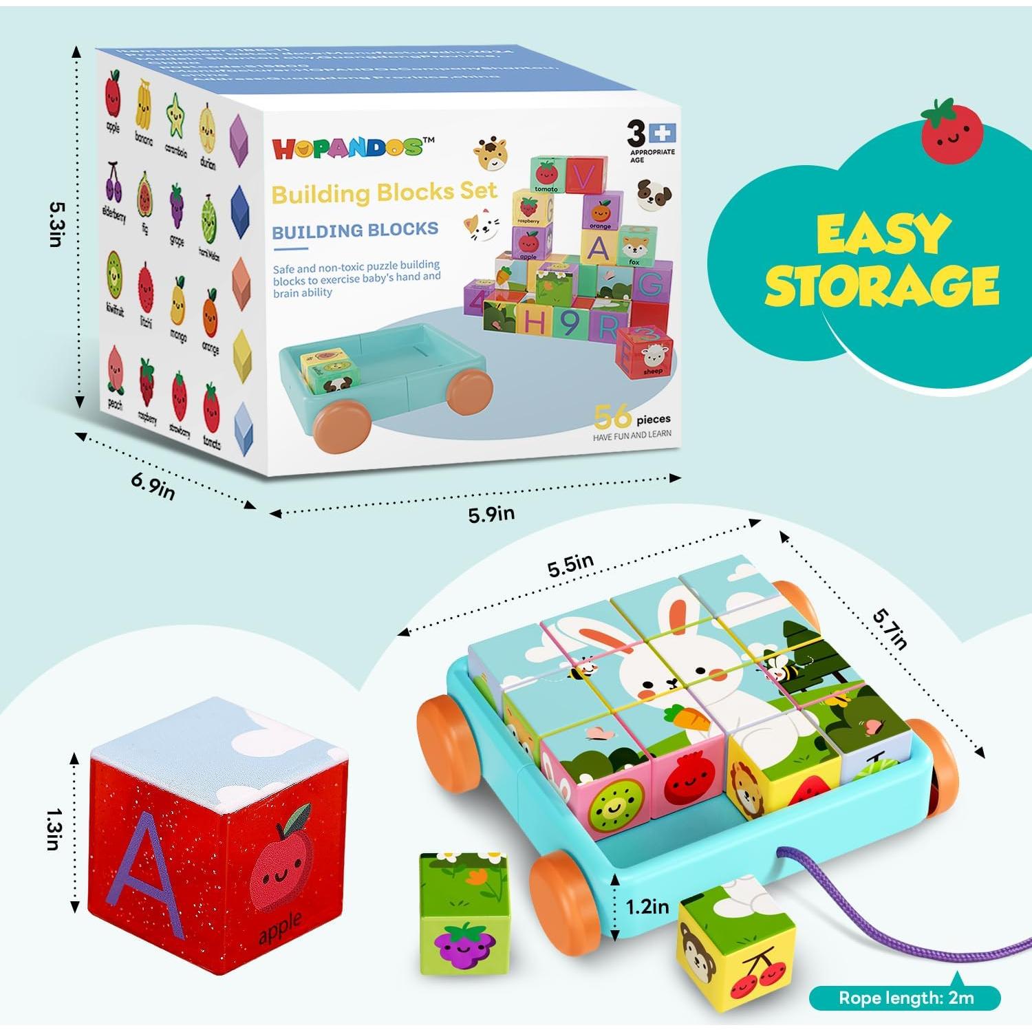 Bloques de Construcción HOPANDOS 56 Piezas Acrílicos para Niños