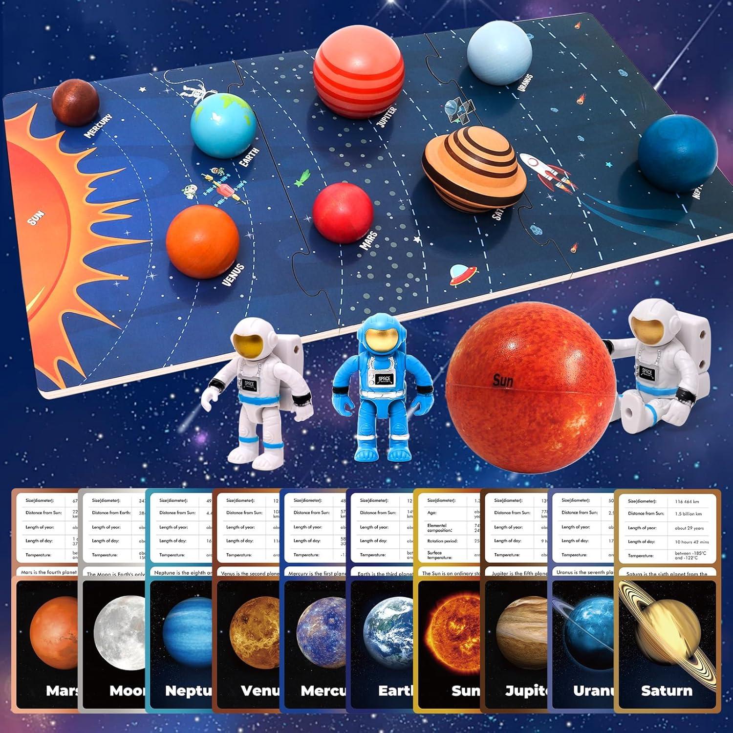 Modelo de Sistema Solar de Madera FUNCREVITY 20x12cm Juguete Educativo