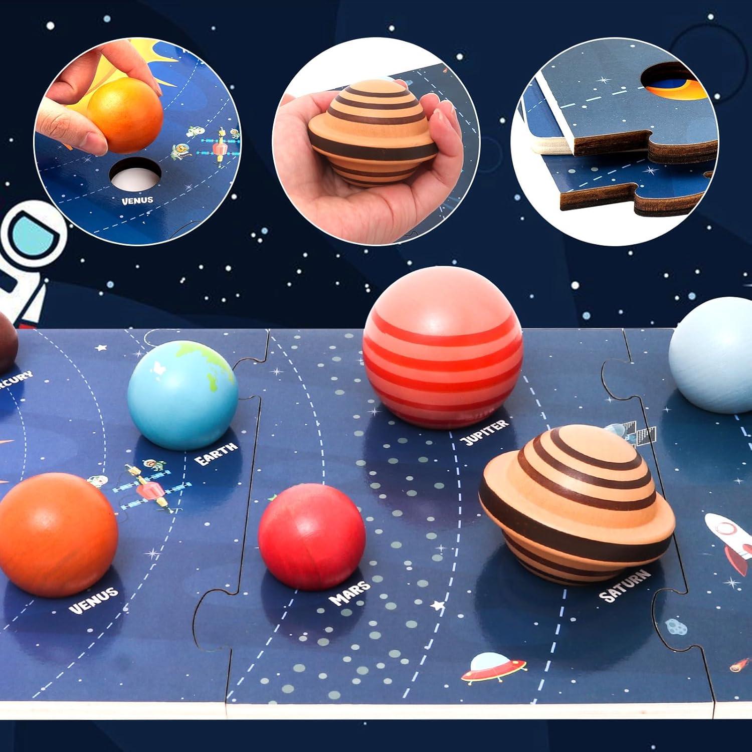 Modelo de Sistema Solar de Madera FUNCREVITY 20x12cm Juguete Educativo