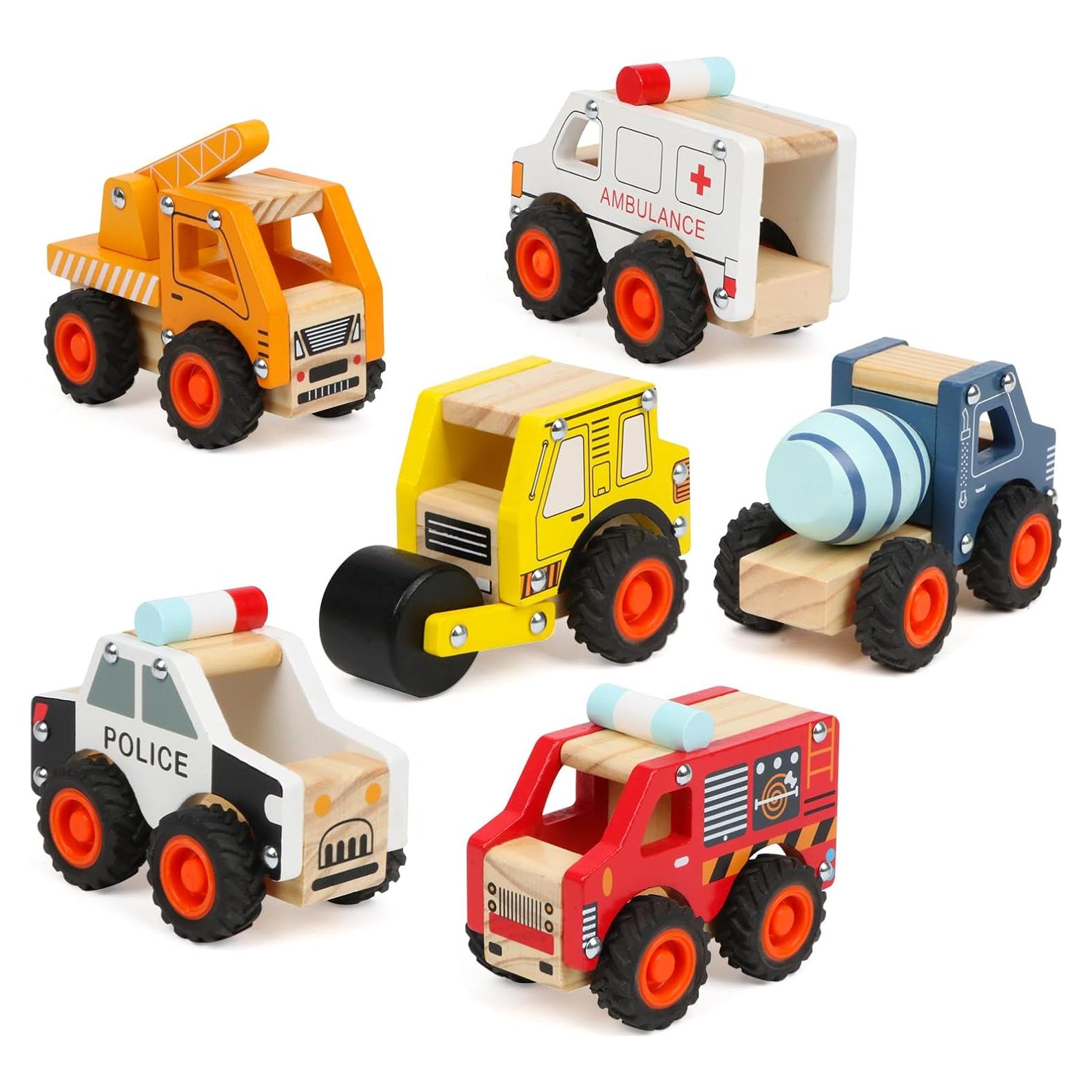 6 Coches de Madera DIPALENT para Niños 1-3 Años Juguetes Montessori
