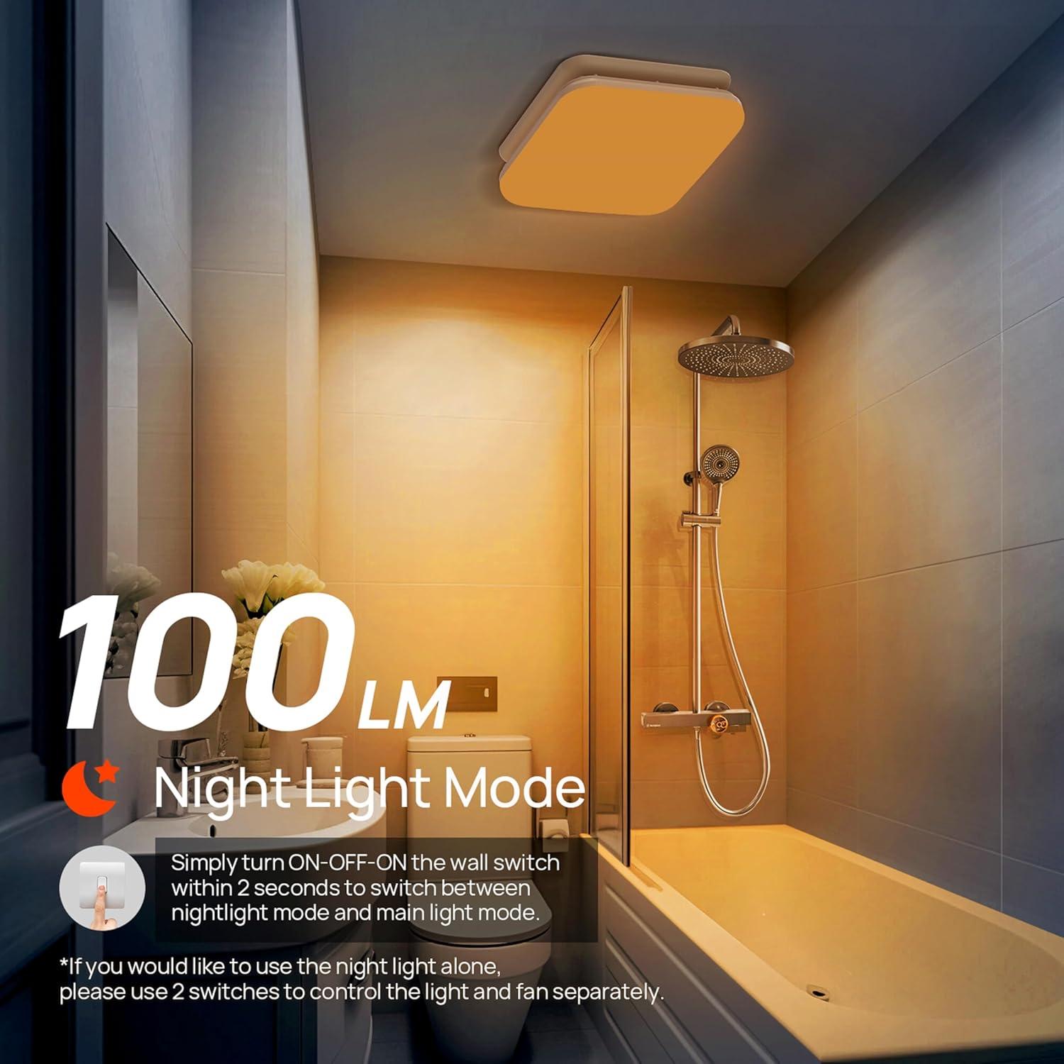 Ventilador de Baño Consciot 50 CFM con Luz LED 1000lm