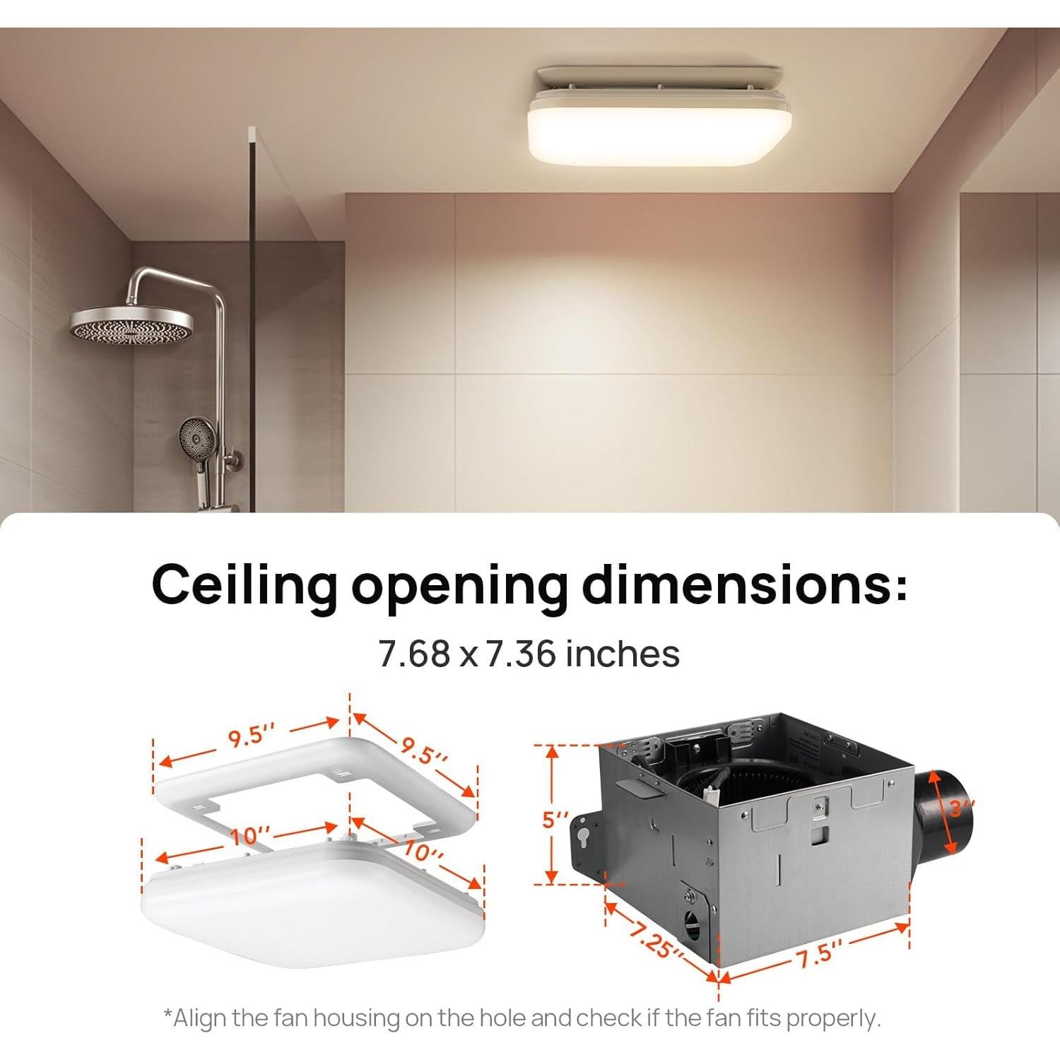 Ventilador de Baño Consciot 50 CFM con Luz LED 1000lm