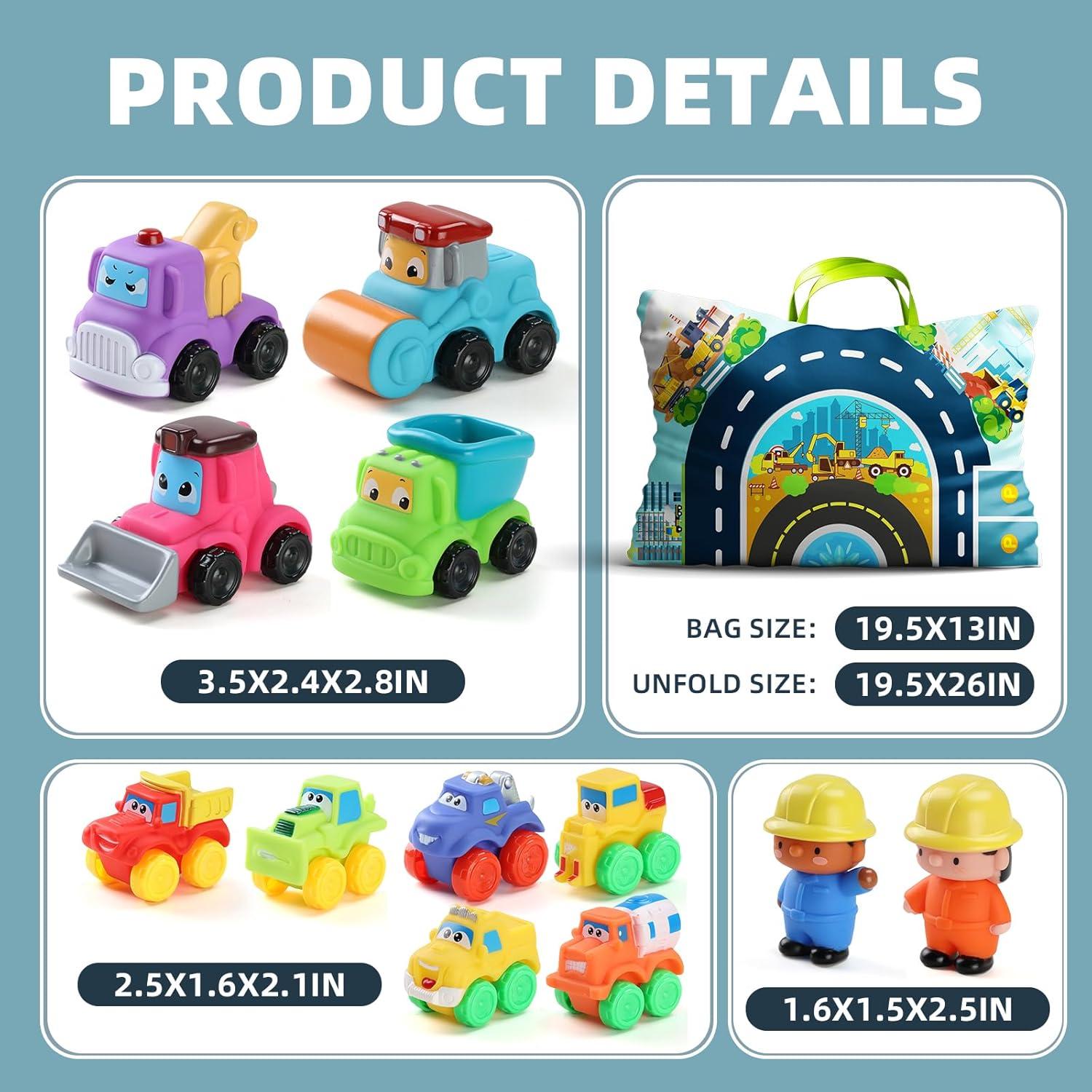 ALASOU Juguetes de Coche de Goma Suave 12 Piezas para Niños