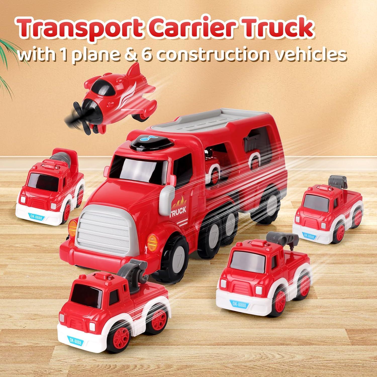 Coches de Juguete 8 en 1 MindPal - Camión Bomberos Rojo