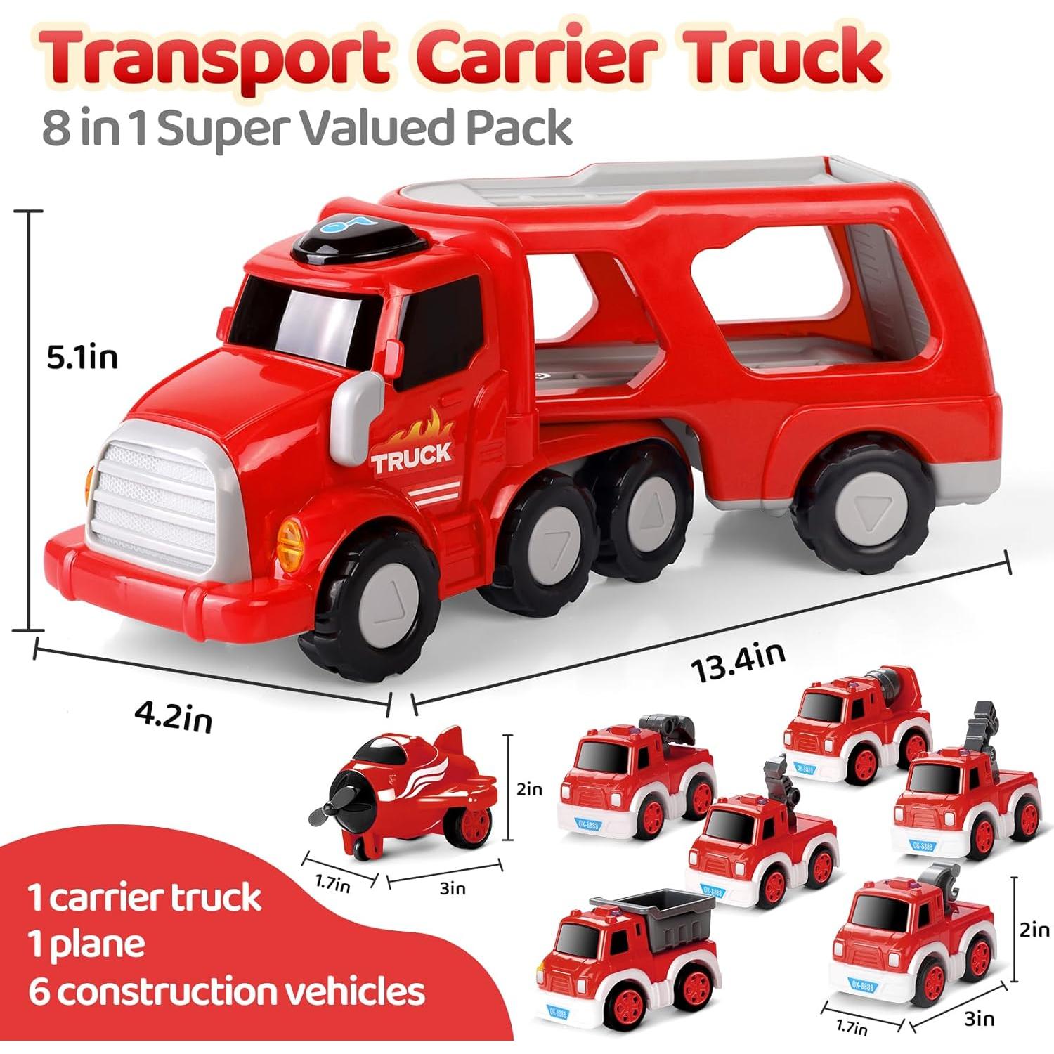 Coches de Juguete 8 en 1 MindPal - Camión Bomberos Rojo