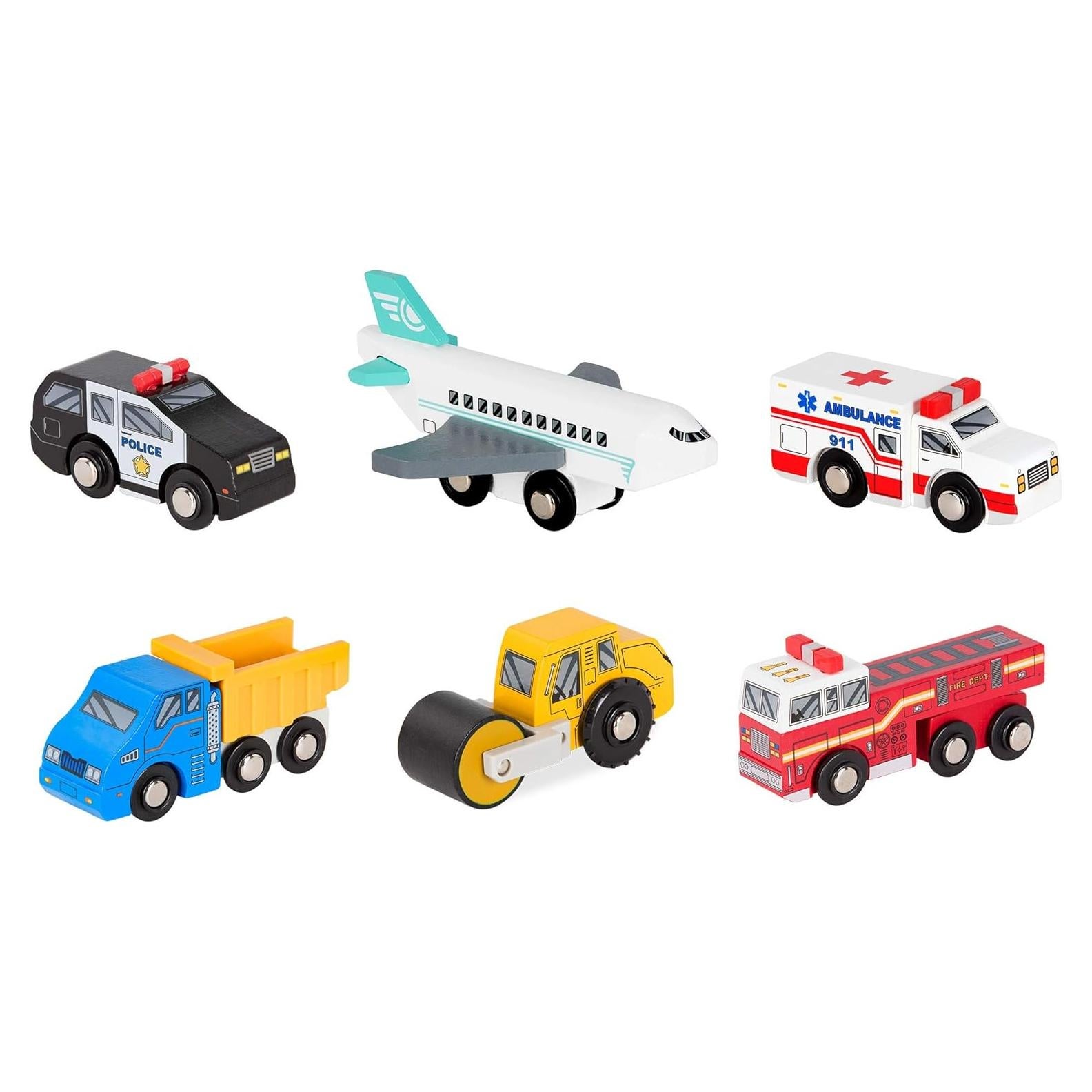 Conjunto de Vehículos de Madera Battat - 6 Piezas 3+ Años