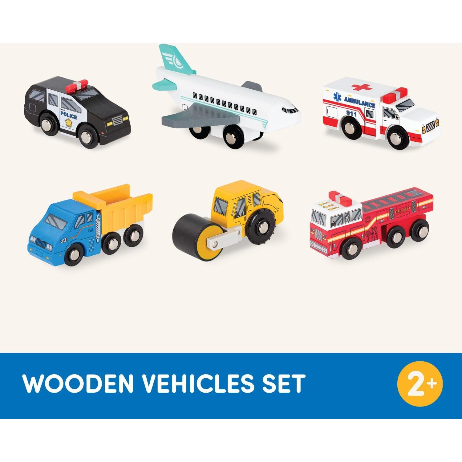 Conjunto de Vehículos de Madera Battat - 6 Piezas 3+ Años