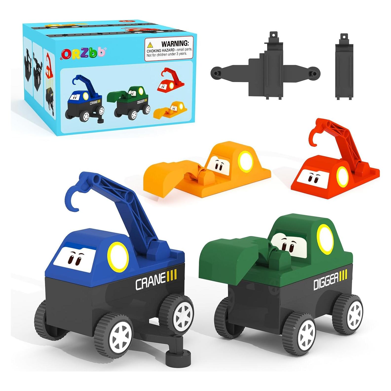 Camiones de Juguete Magnéticos ORZbb - Excavadora y Grúa