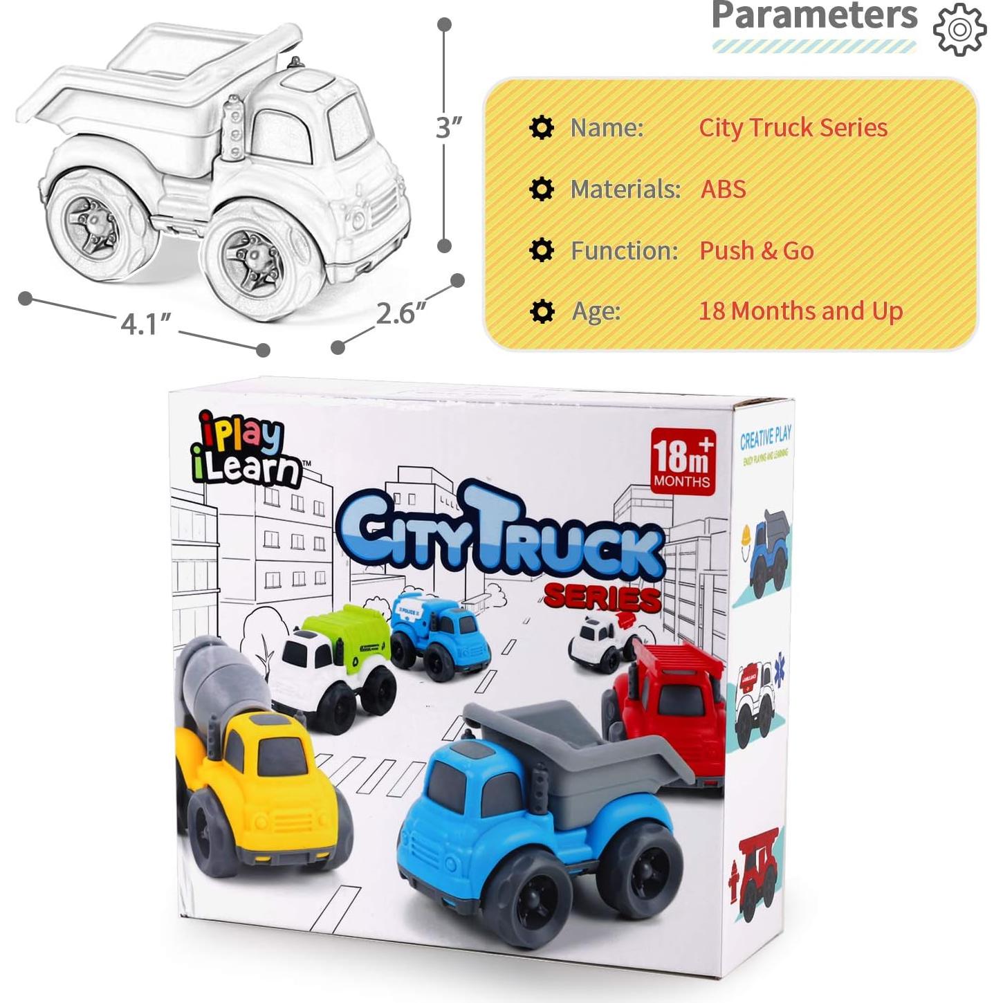 Juguetes de Coches por Fricción iPlay, iLearn - 6 Piezas