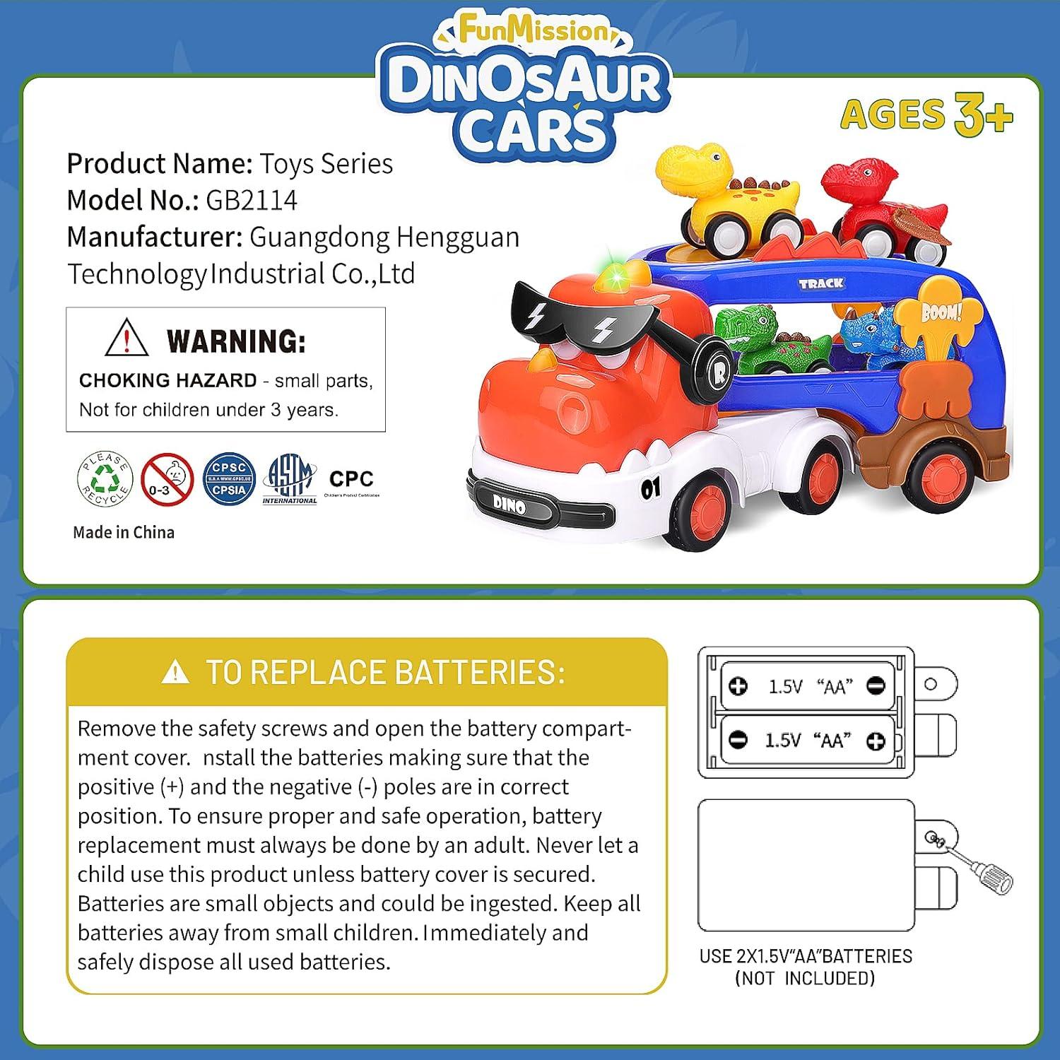 Set de Juguetes de Dinosaurio 5 en 1 FunMission - Rojo