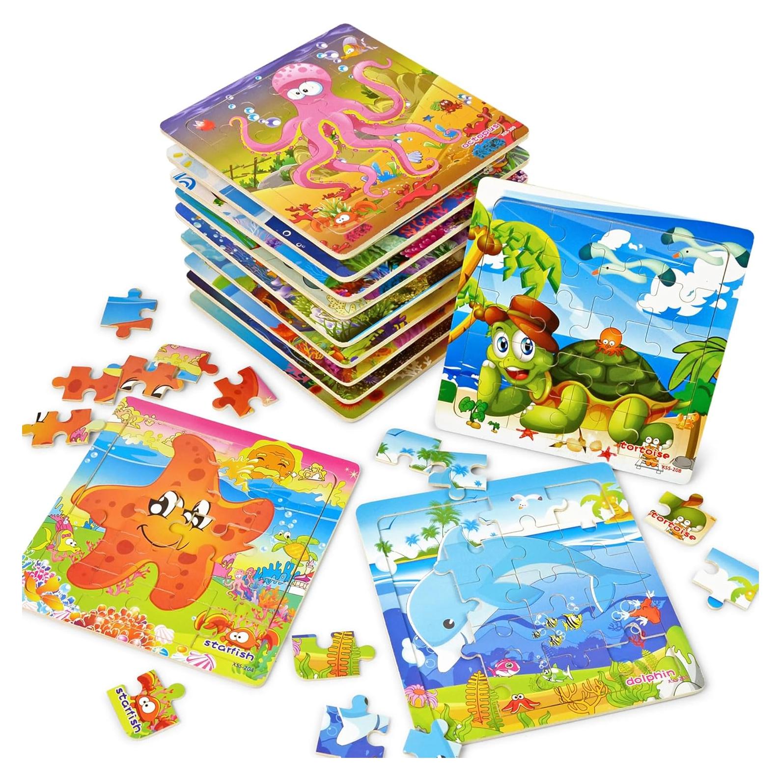 Rompecabezas de Madera Vileafy 12 Piezas Animales Marinos