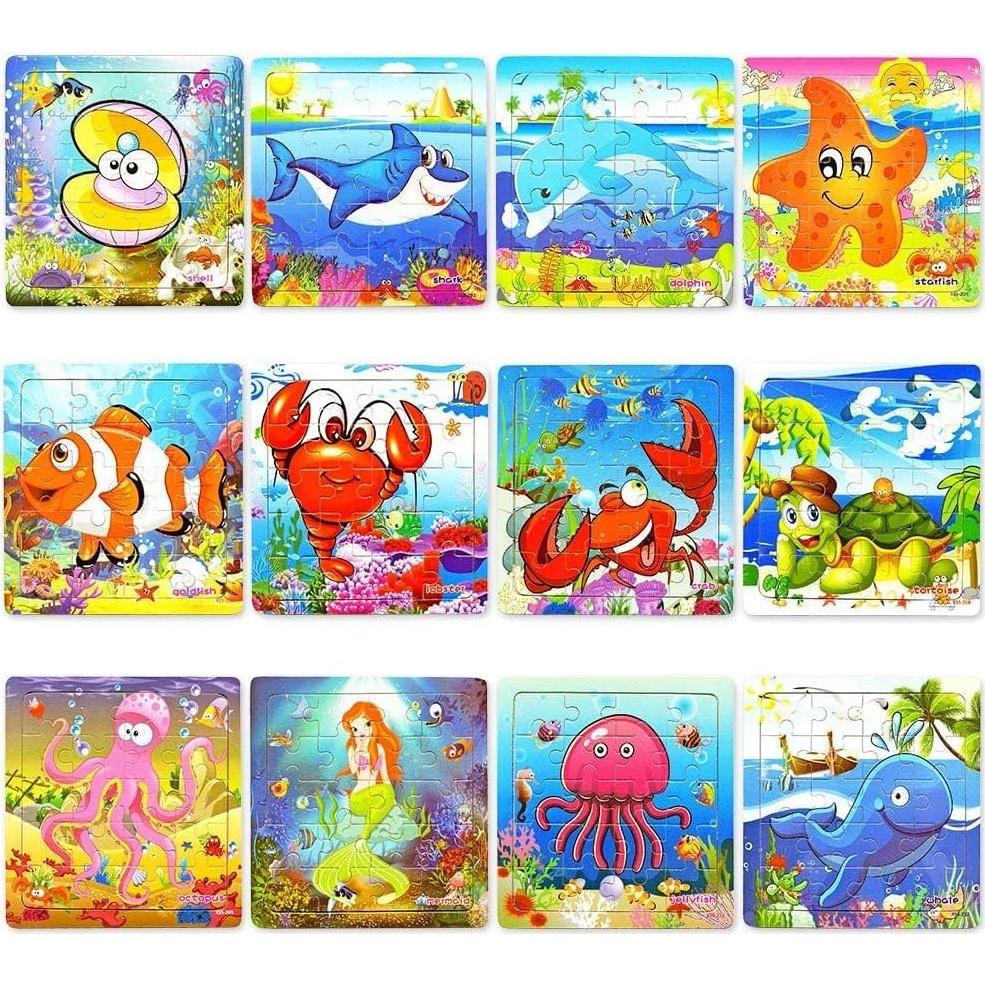 Rompecabezas de Madera Vileafy 12 Piezas Animales Marinos