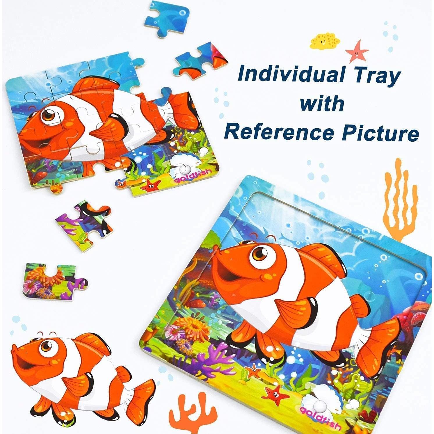 Rompecabezas de Madera Vileafy 12 Piezas Animales Marinos