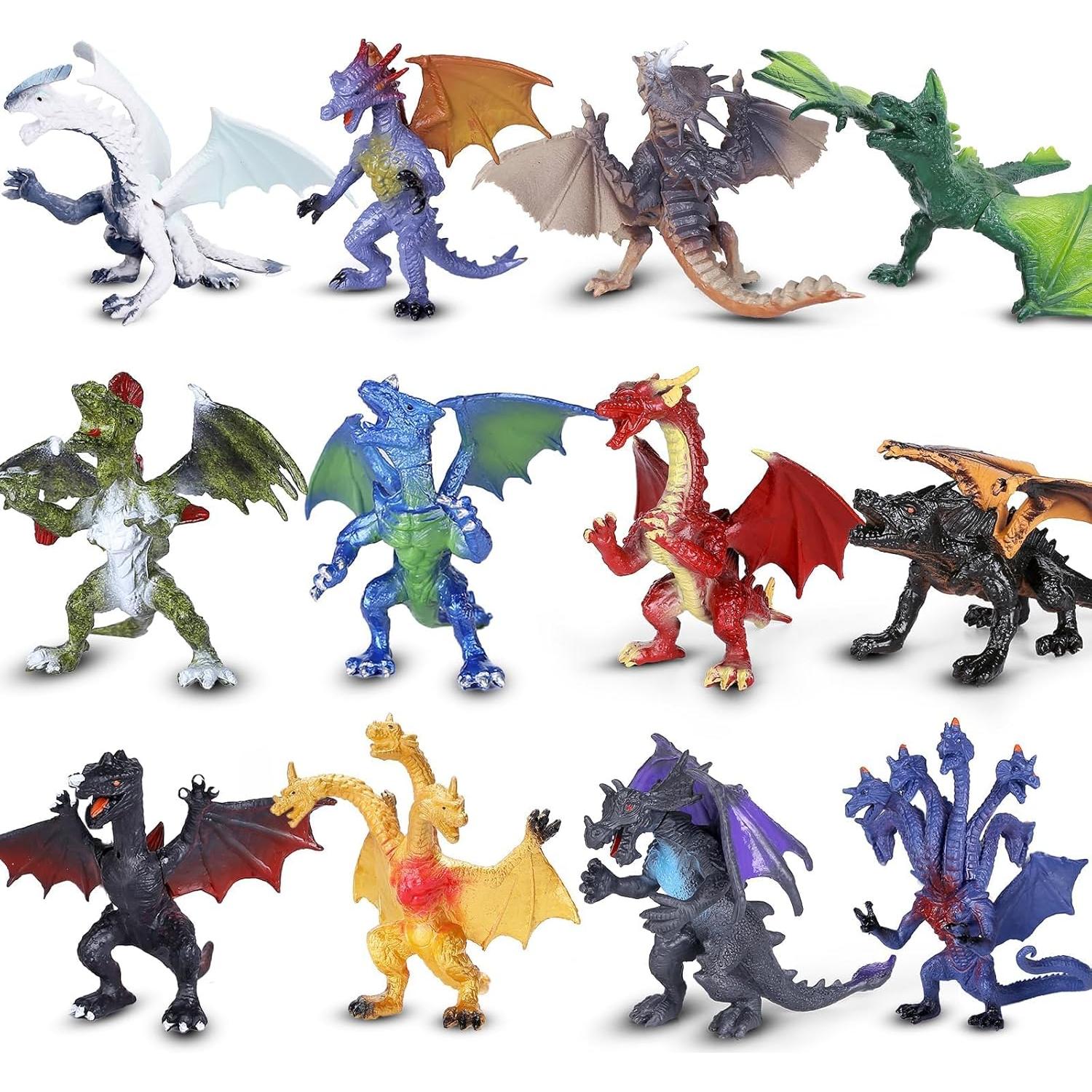 Juego de 12 Figuras de Dragón Realistas KarberDark 10.16 cm