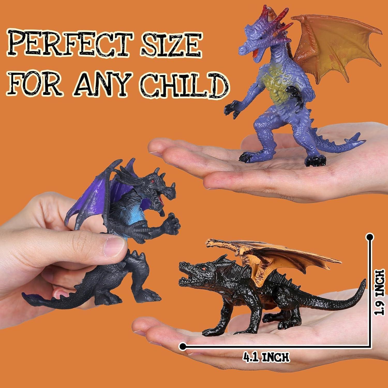 Juego de 12 Figuras de Dragón Realistas KarberDark 10.16 cm