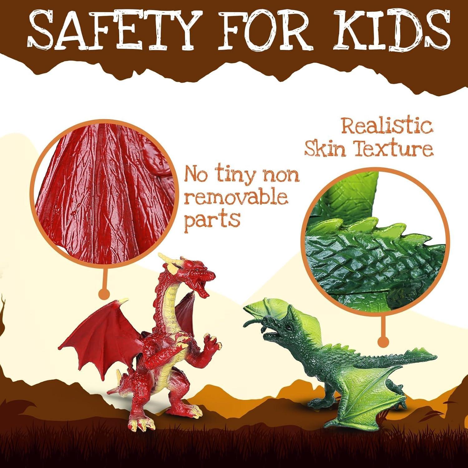 Juego de 12 Figuras de Dragón Realistas KarberDark 10.16 cm