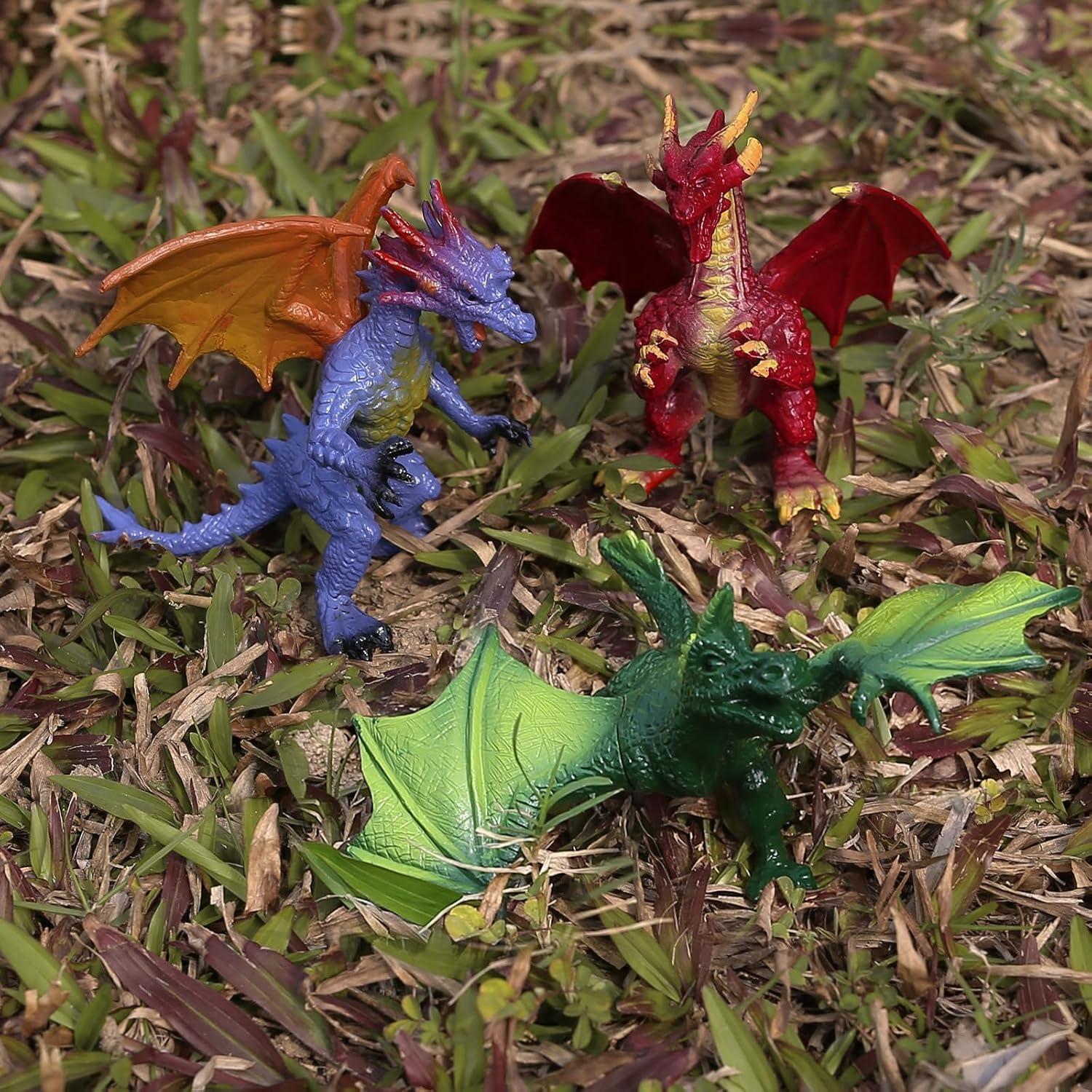 Juego de 12 Figuras de Dragón Realistas KarberDark 10.16 cm