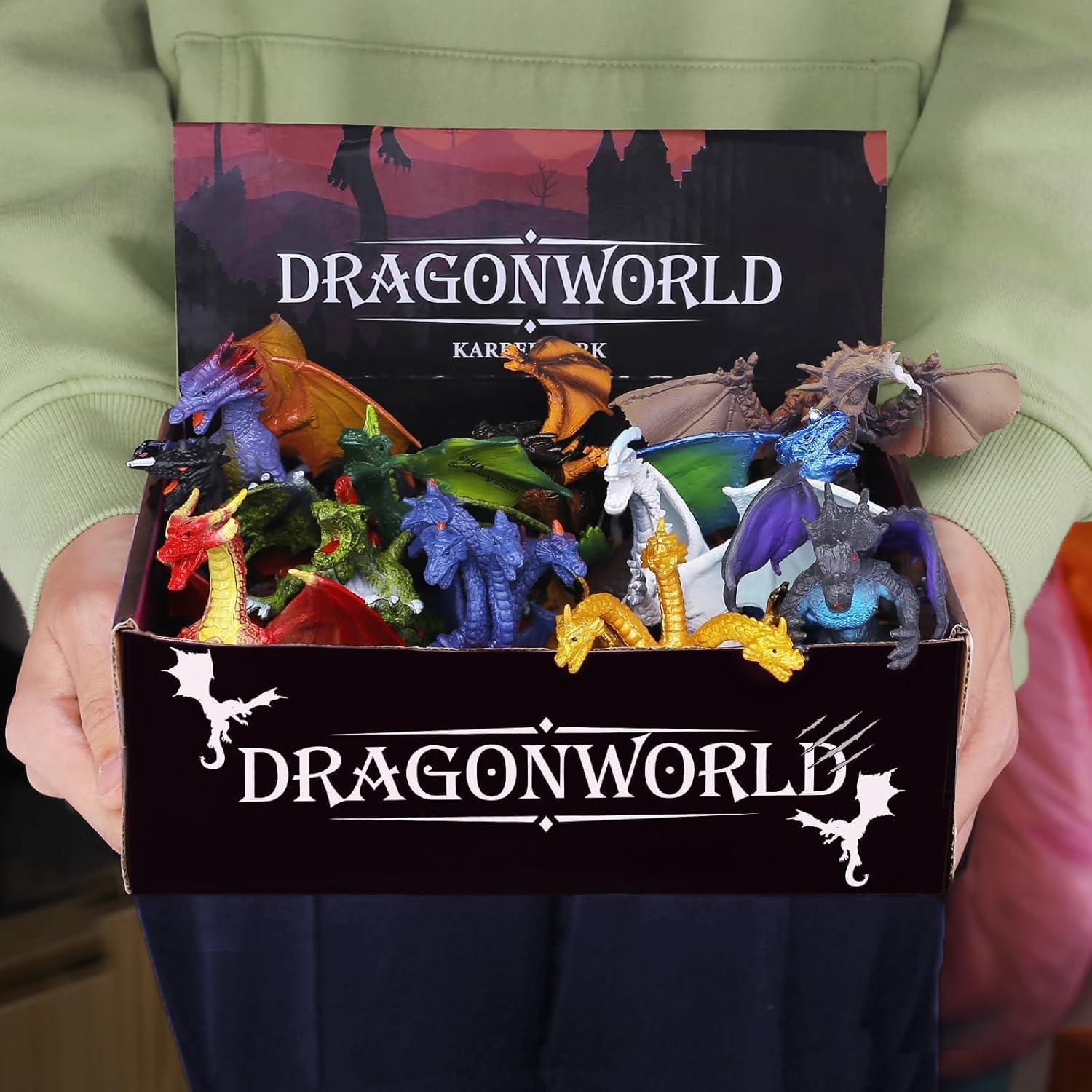 Juego de 12 Figuras de Dragón Realistas KarberDark 10.16 cm